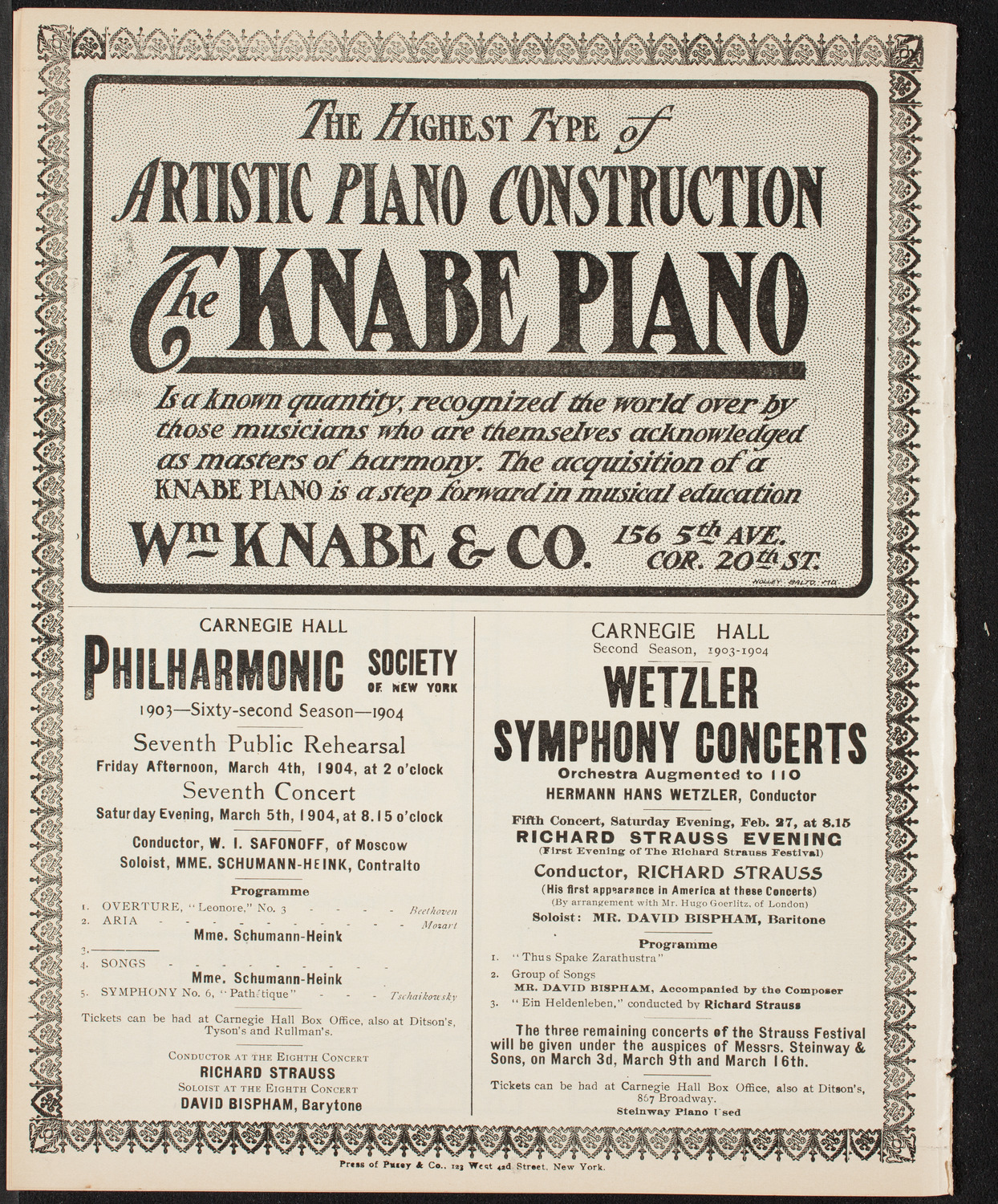 New York Philharmonic, February 16, 1904, program page 12