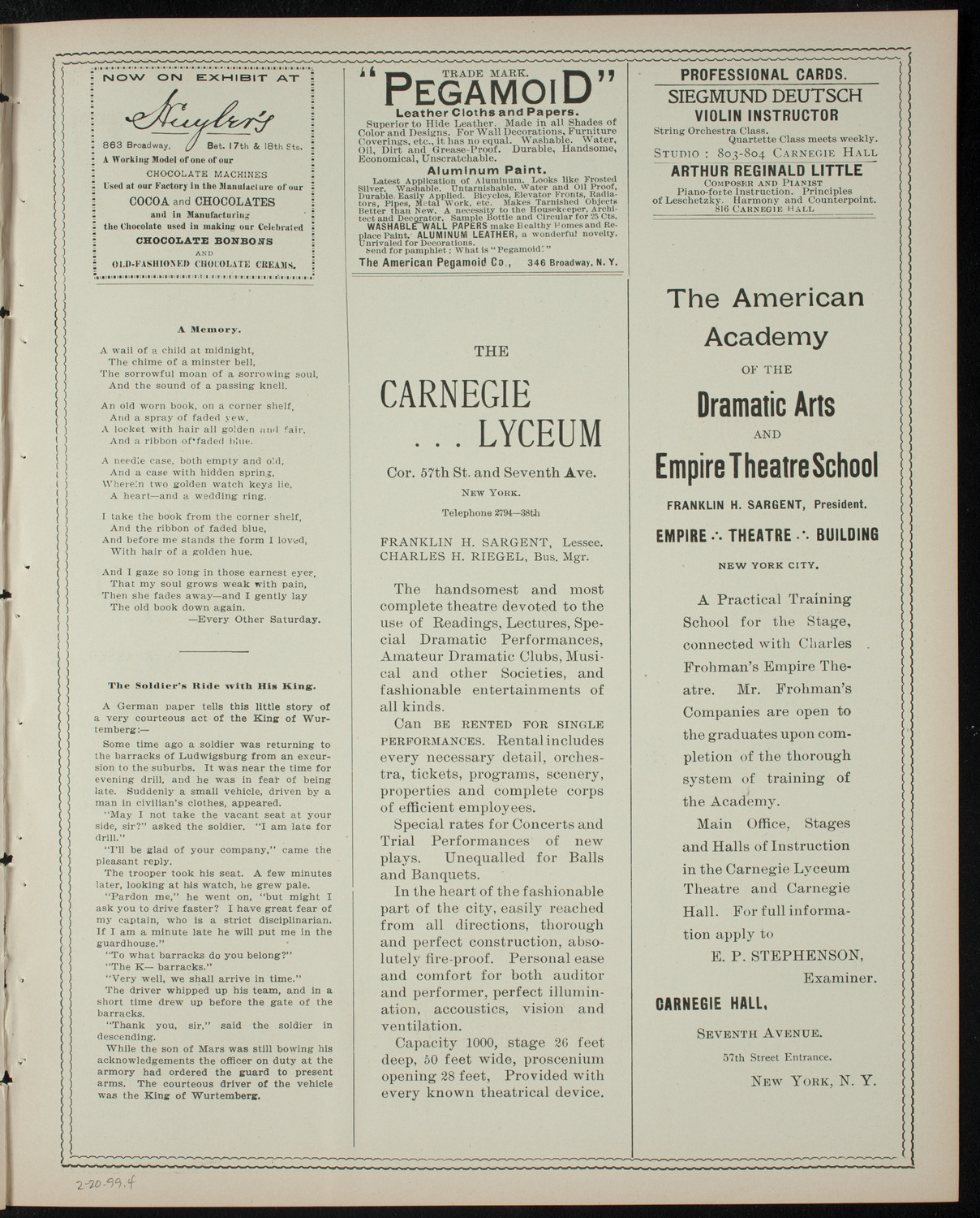 Stevens Institute of Technology Glee, Banjo and Mandolin Clubs, February 20, 1899, program page 7