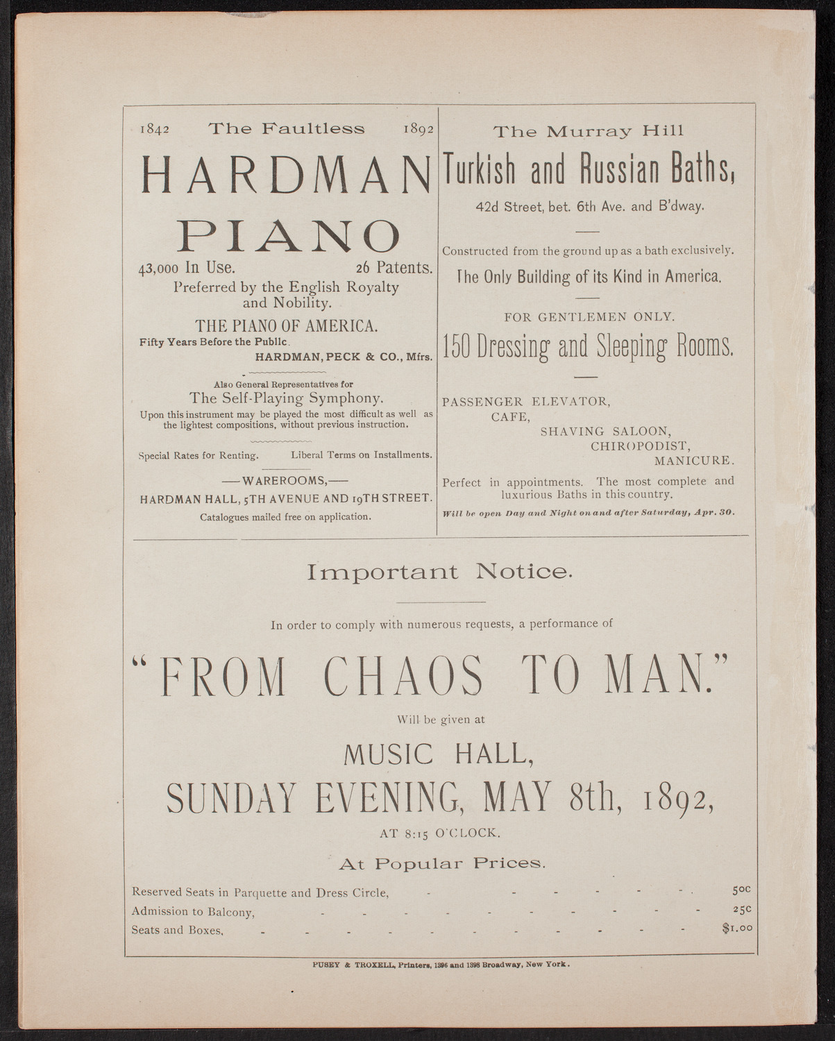 Oratorio Society of New York: Handel Festival, April 30, 1892, program page 12