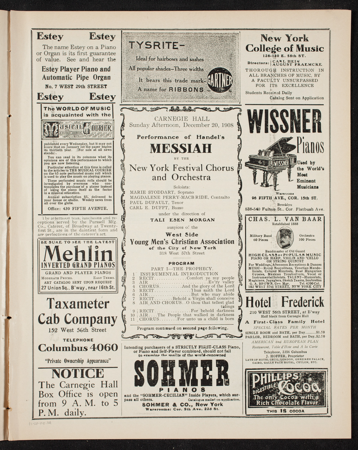 New York Festival Chorus and Orchestra, December 20, 1908, program page 5