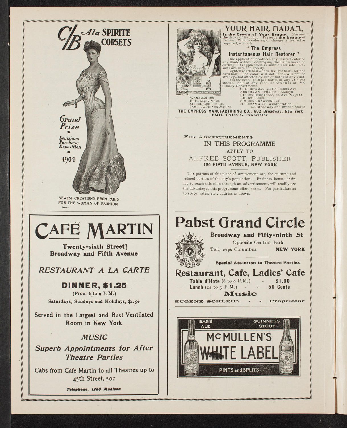 Josef Hofmann, Piano, and Fritz Kreisler, Violin, April 16, 1905, program page 8