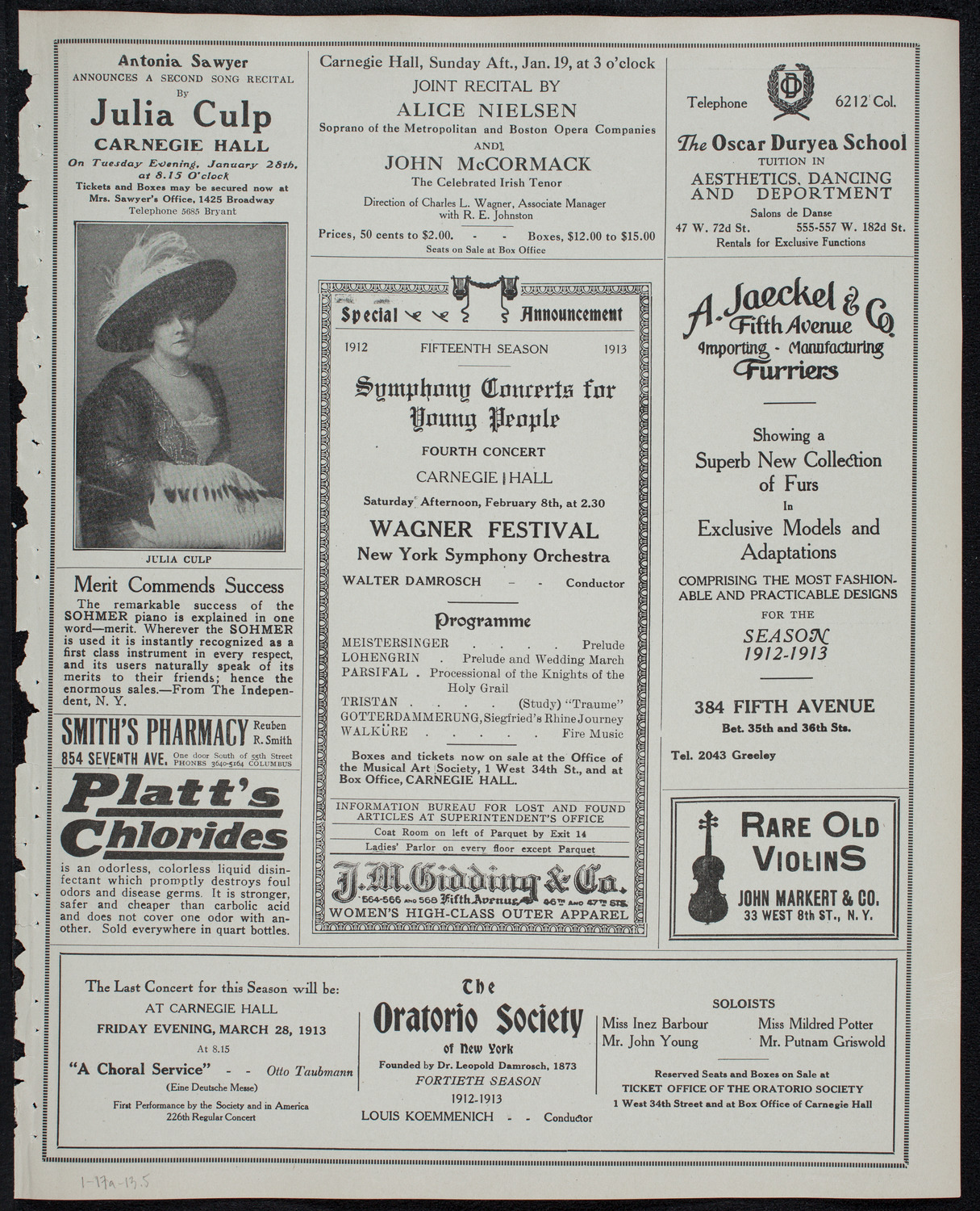 New York Philharmonic, January 17, 1913, program page 9