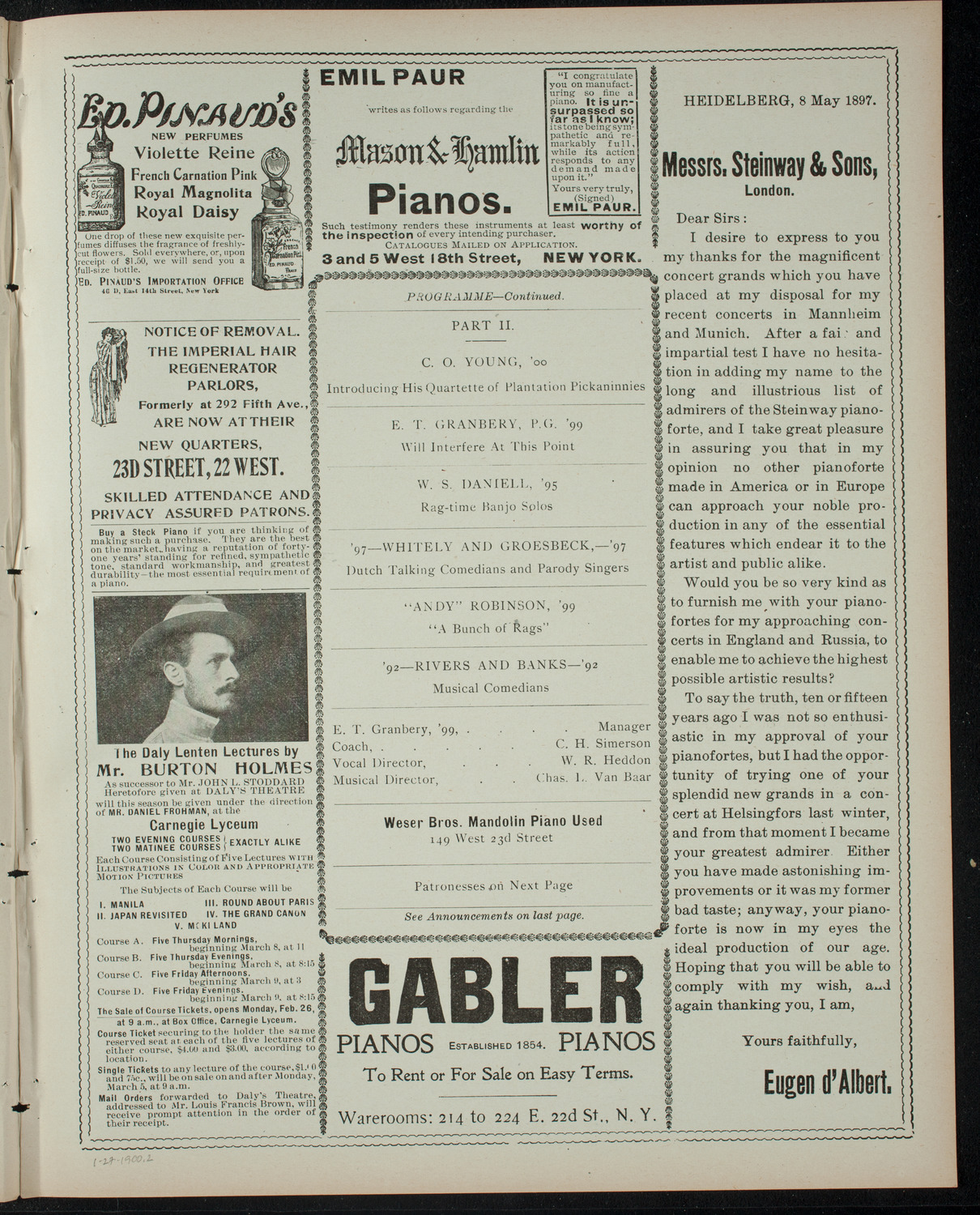 Berkeley Minstrels, January 27, 1900, program page 3