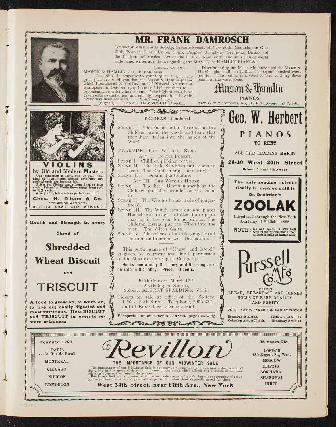 Symphony Concert for Young People, February 27, 1909, program page 7