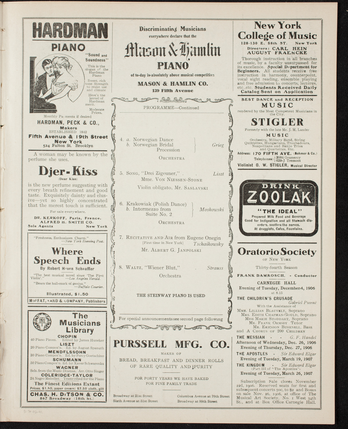 Benefit: St. Mark's Hospital, November 30, 1906, program page 7