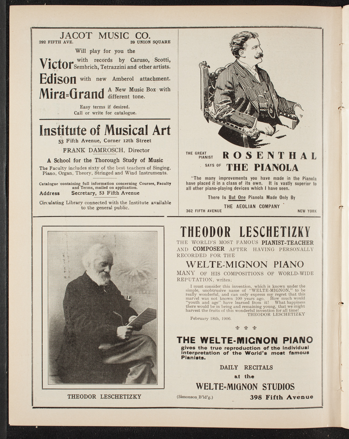 Testimonial Concert to Julian Walker, April 22, 1909, program page 6