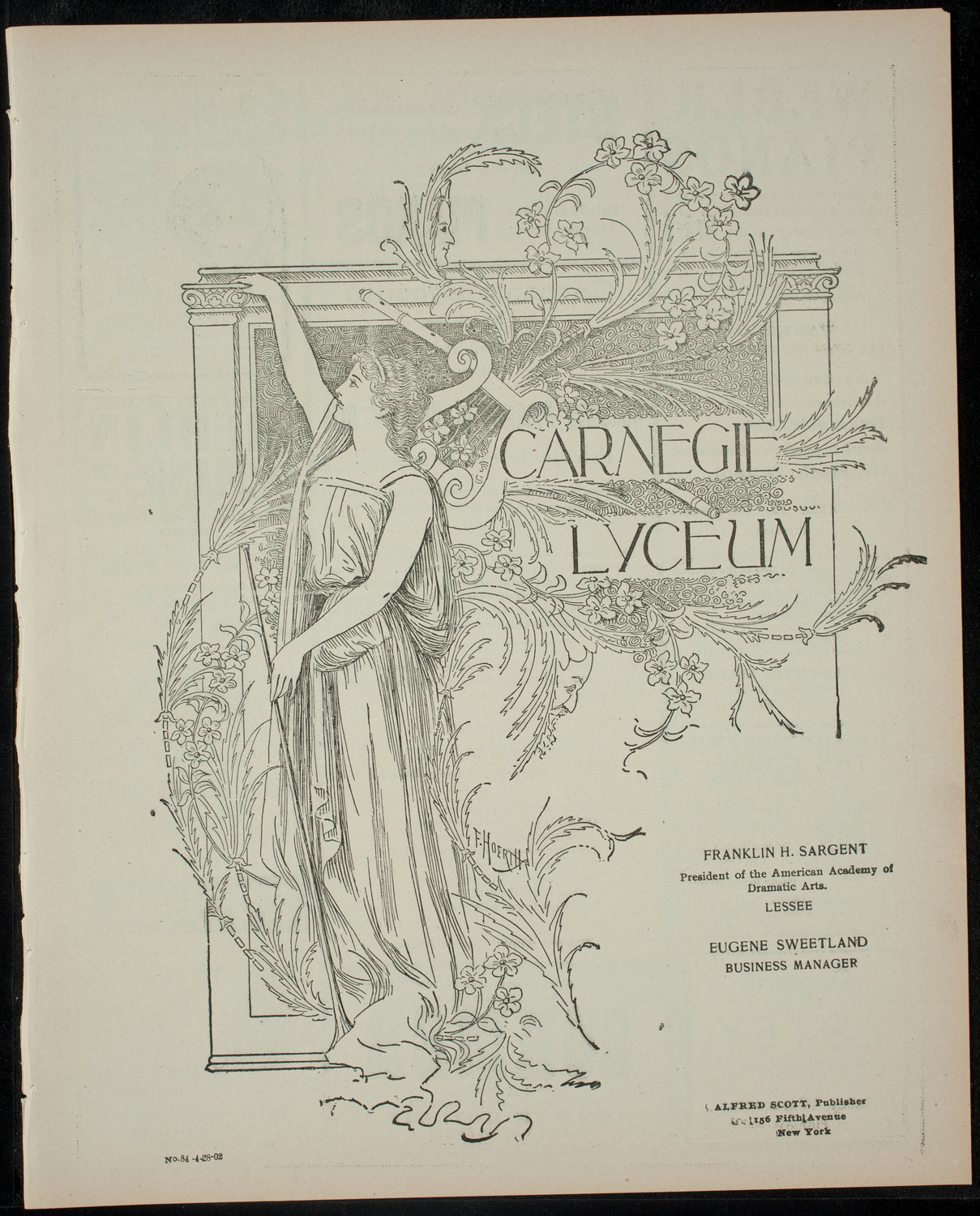 American Academy of the Dramatic Arts Private Dress Rehearsal, April 28, 1902, program page 1