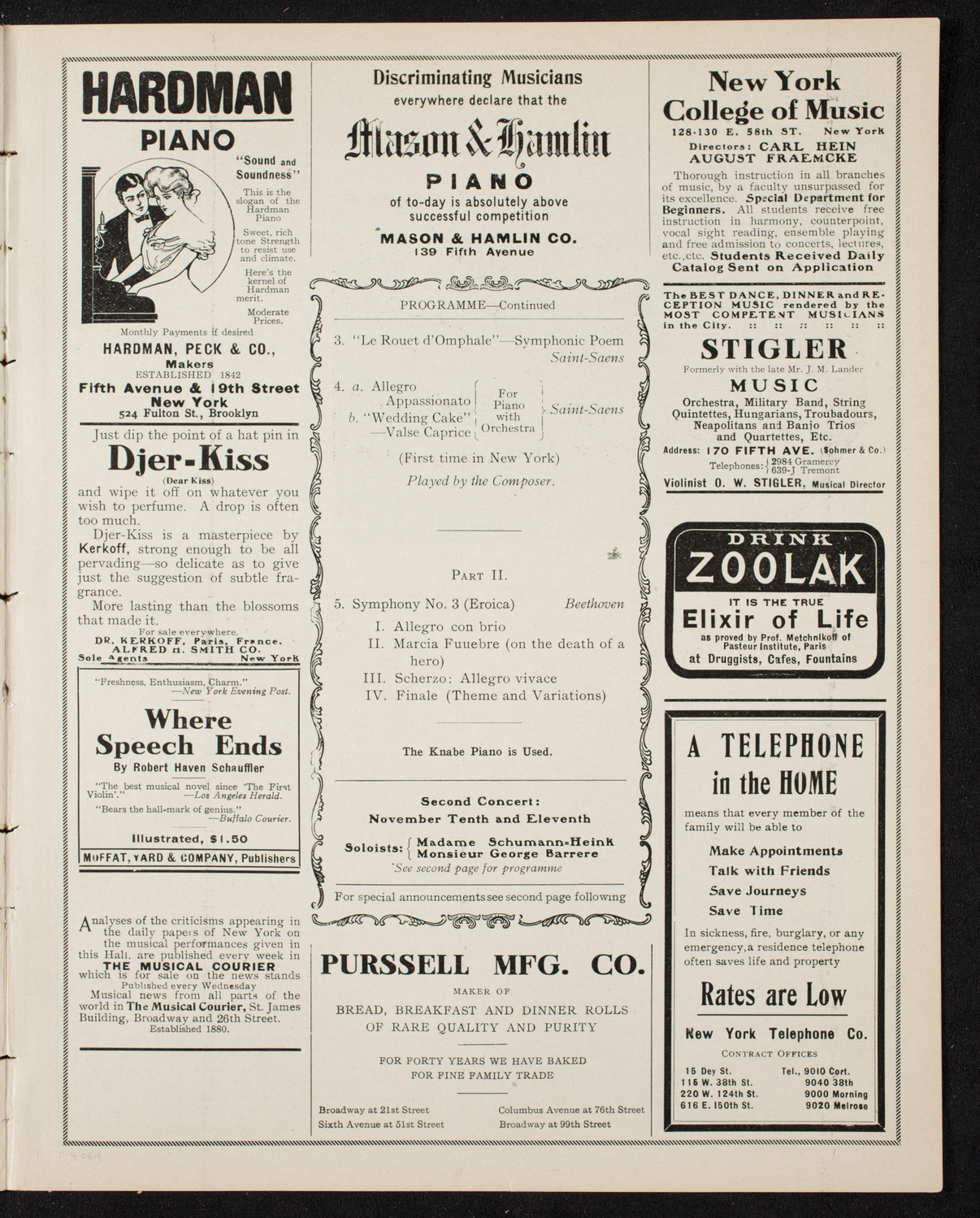 New York Symphony Orchestra, November 4, 1906, program page 7