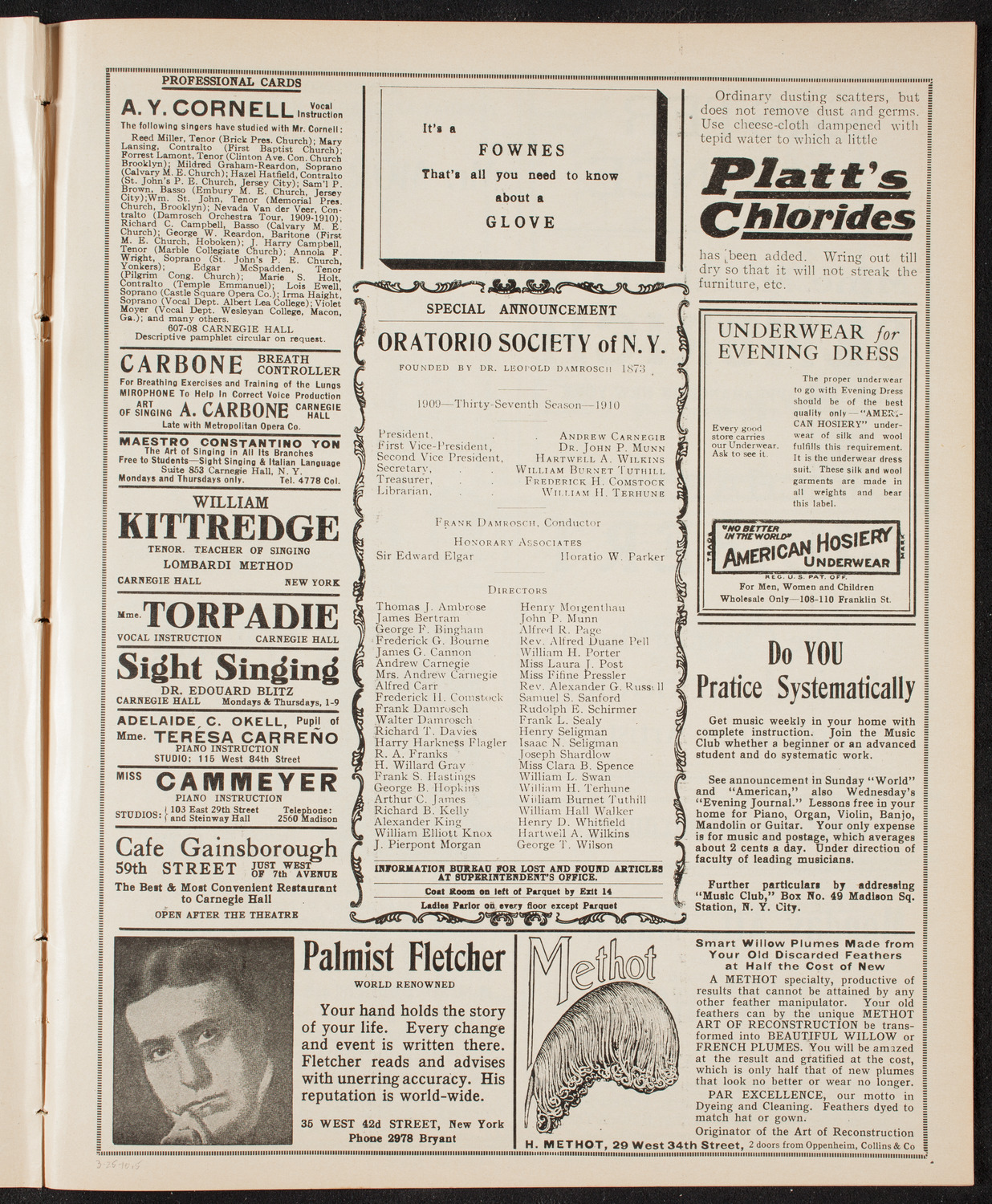 Oratorio Society of New York, March 25, 1910, program page 9