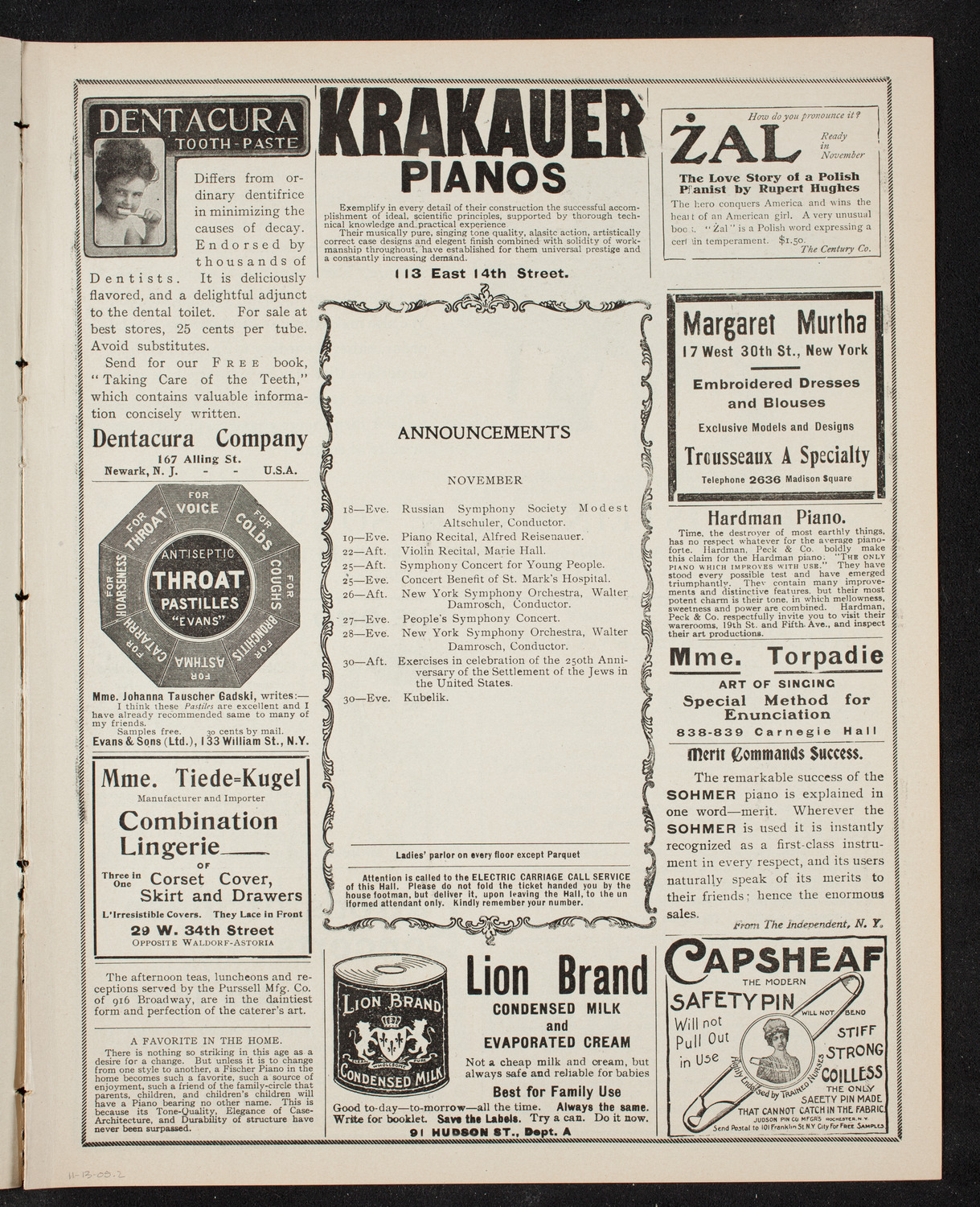 New York Symphony Orchestra, November 14, 1905, program page 3