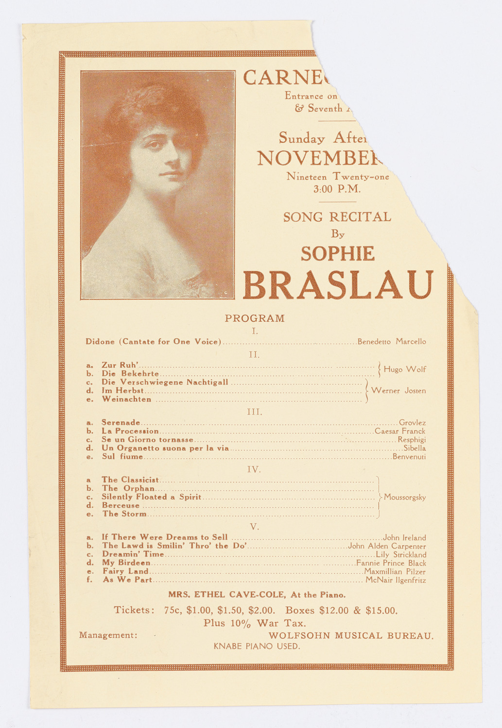 Sophie Braslau, November 6, 1921