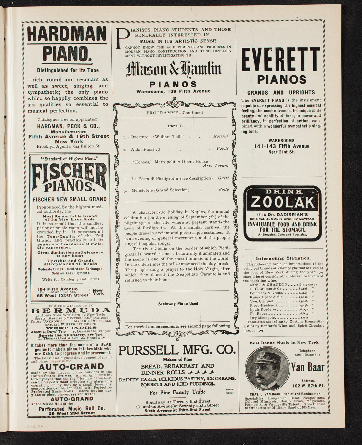 Marcosano and His Band, April 9, 1905, program page 7