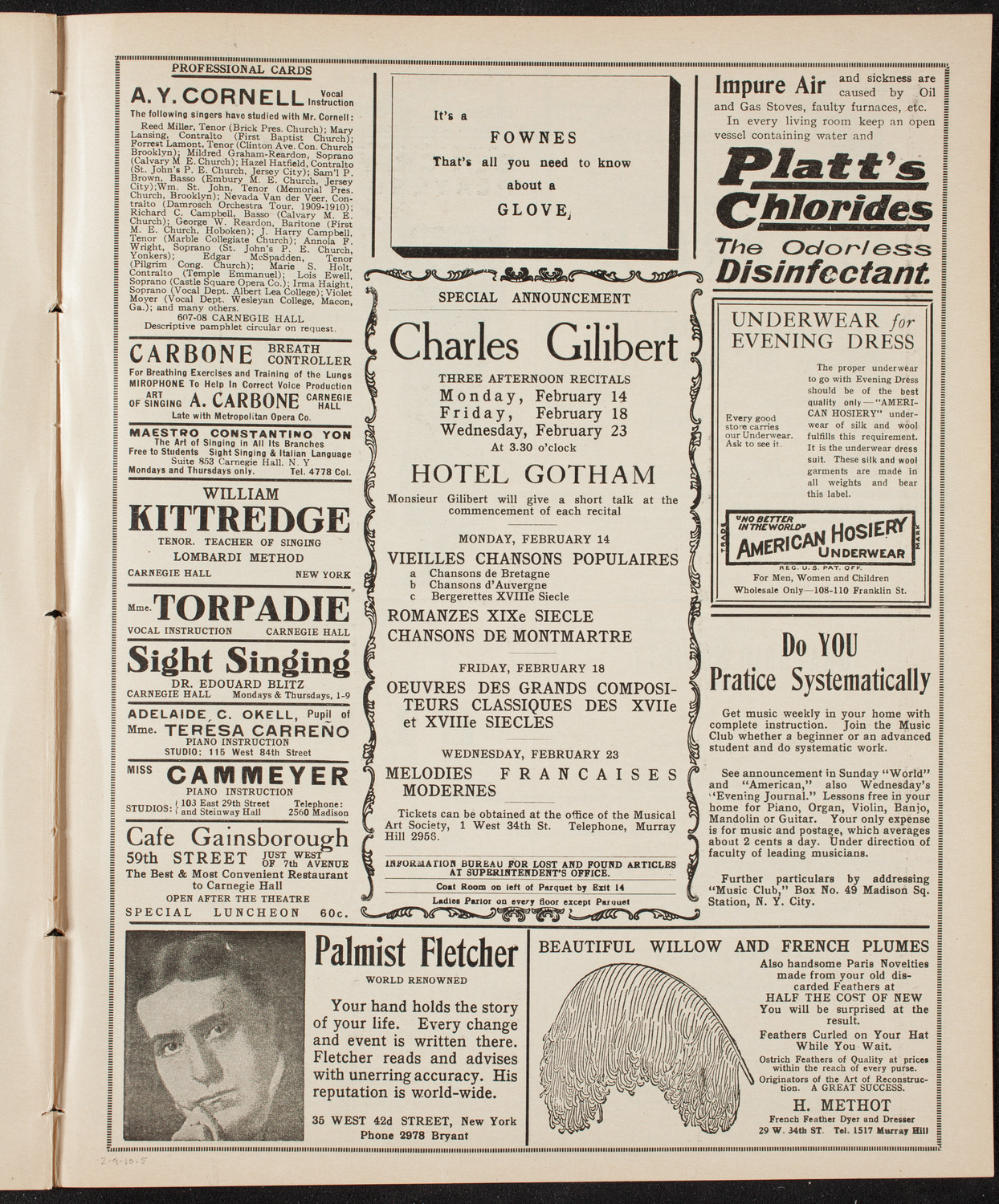 Ferruccio Busoni, Piano, February 9, 1910, program page 9