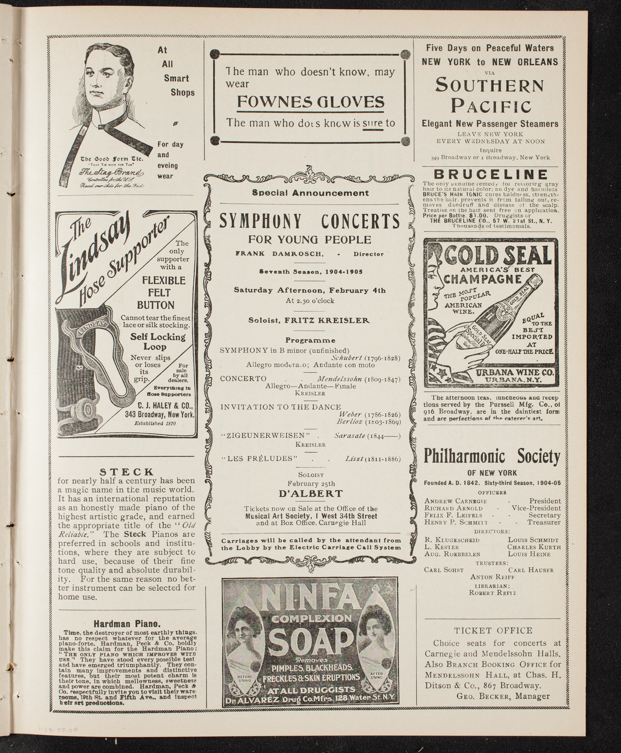 Franz von Vecsey, Violin, January 28, 1905, program page 9