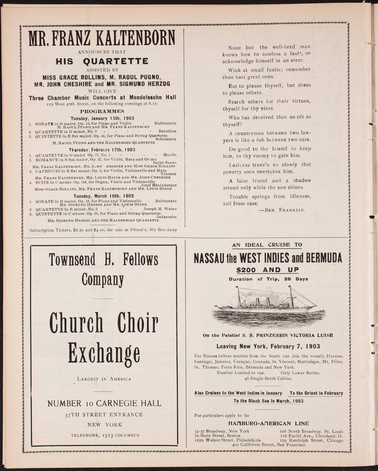 New York Philharmonic, December 19, 1902, program page 8