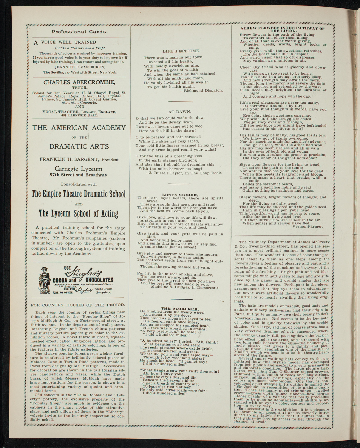 Illustrated Lecture: Evolution of the Earth, May 6, 1897, program page 2