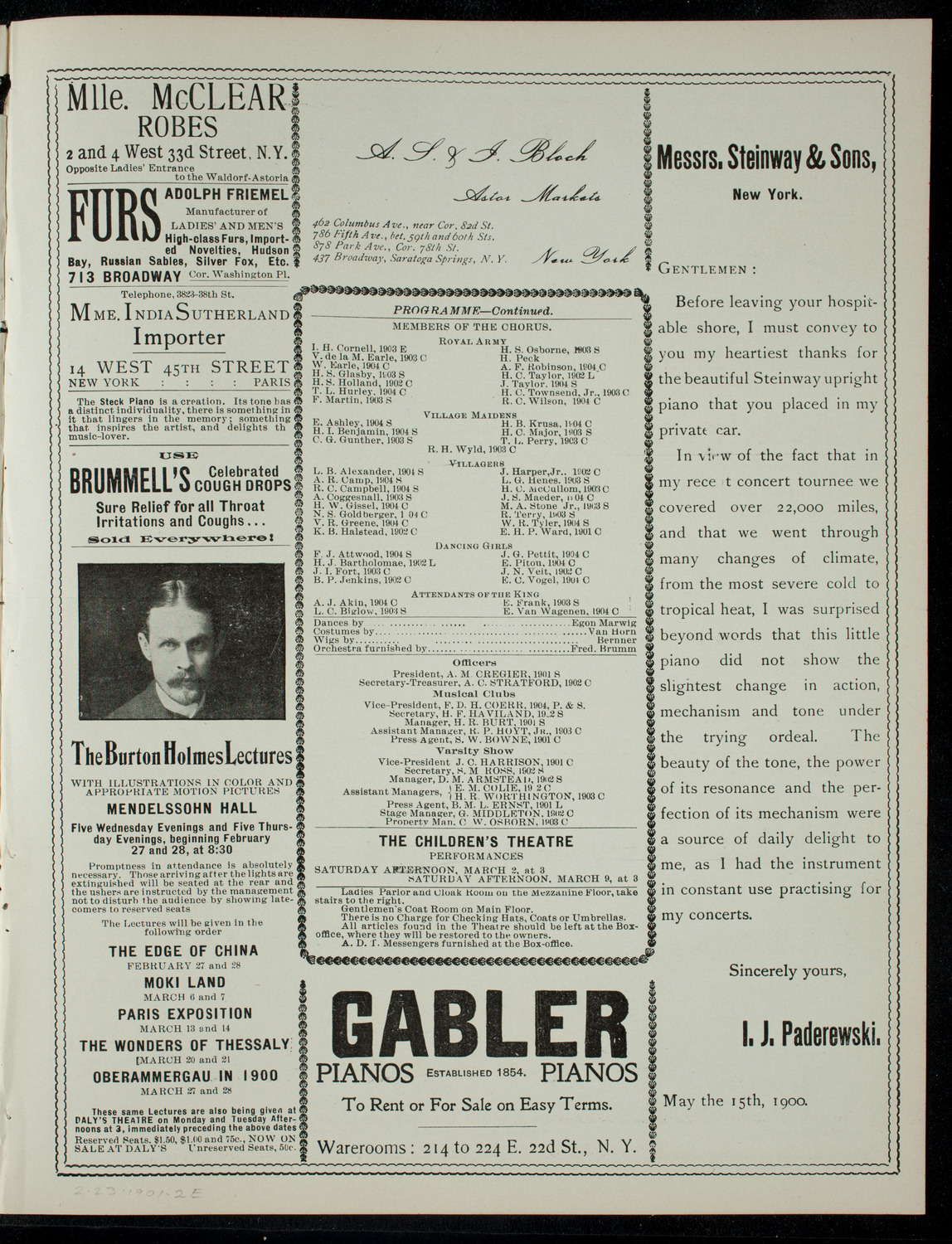 The Columbia University Musical Society, February 23, 1901, program page 3