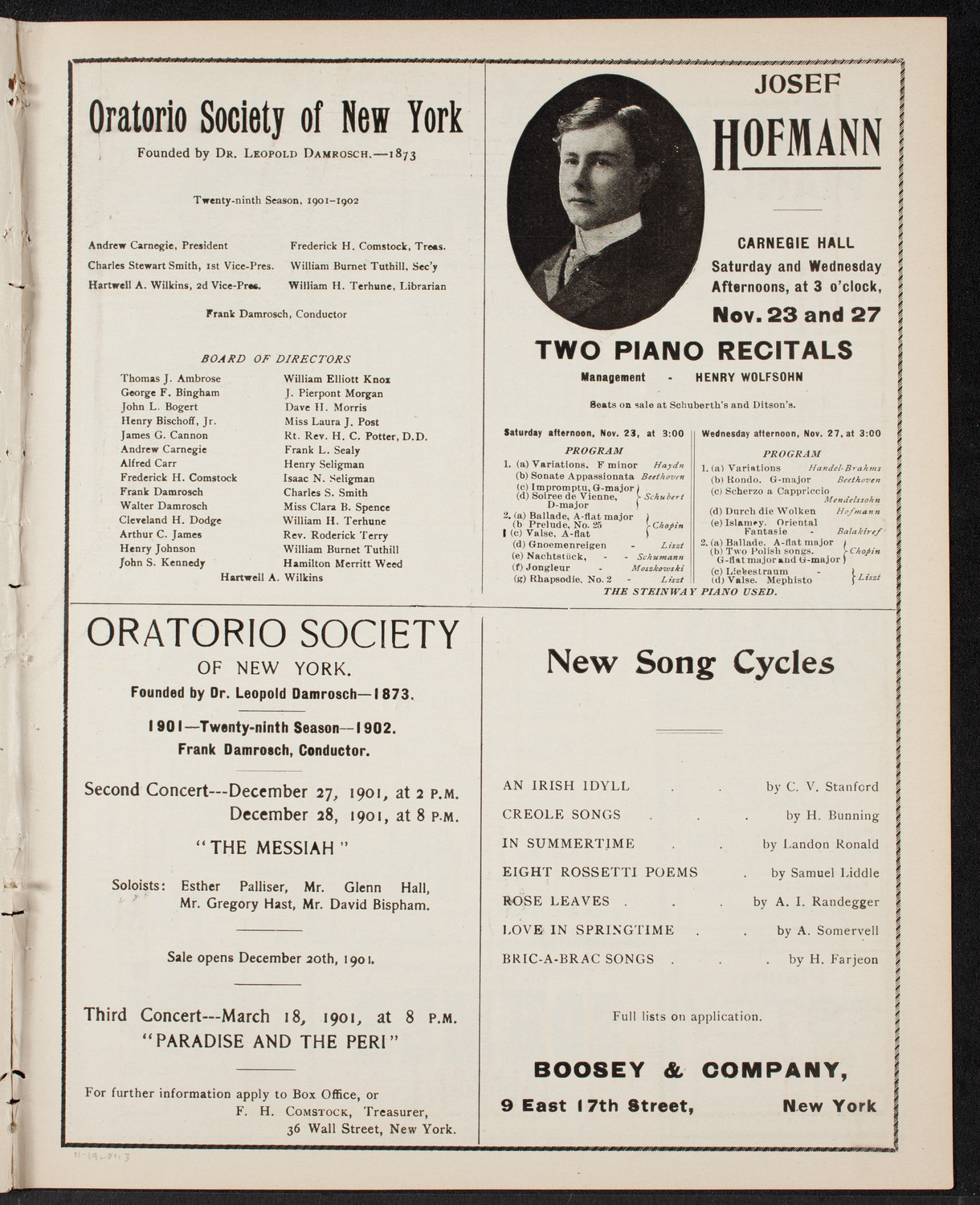 Oratorio Society of New York, November 19, 1901, program page 5