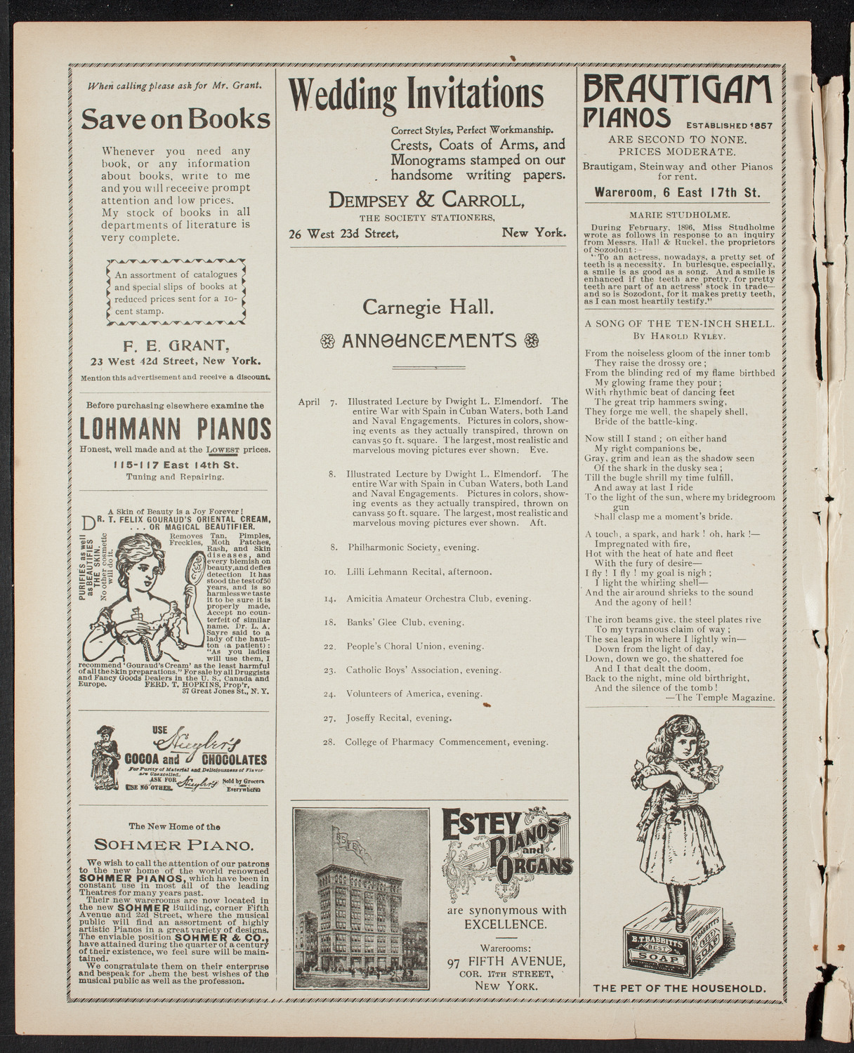 New York Philharmonic, April 7, 1899, program page 2