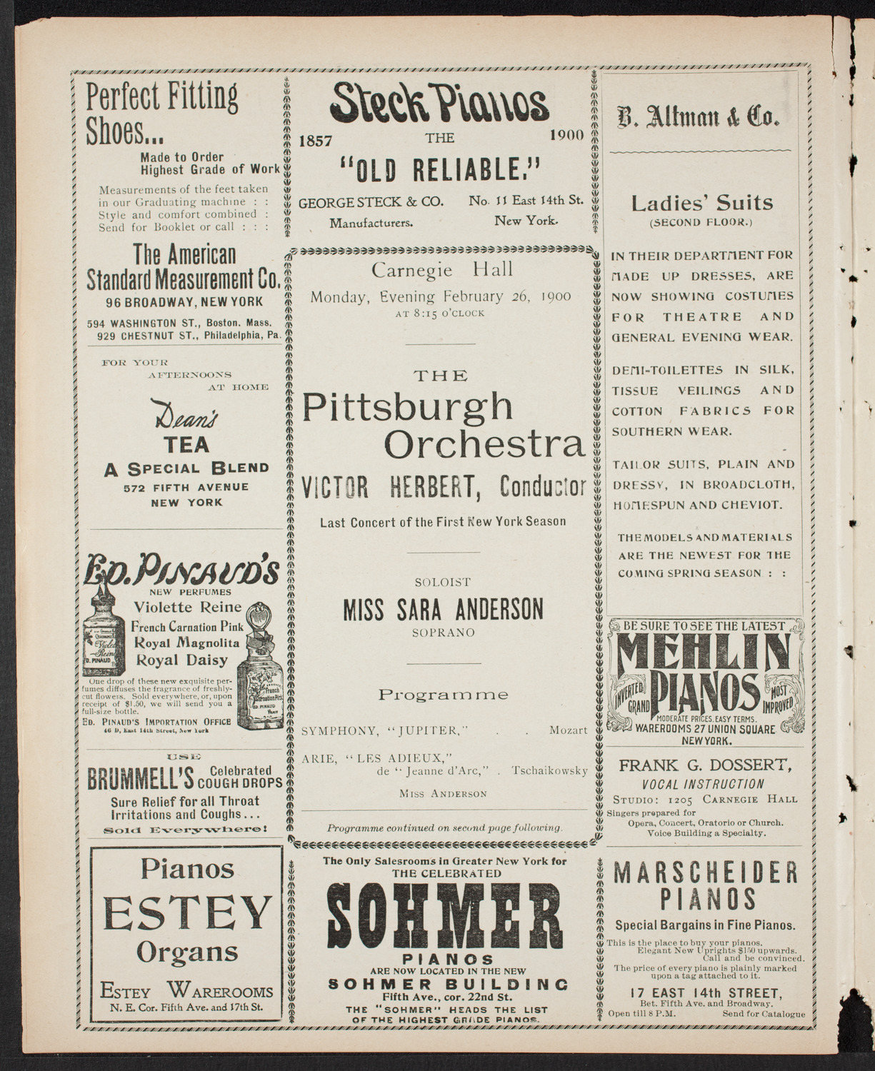 Pittsburgh Symphony Orchestra, February 26, 1900, program page 4