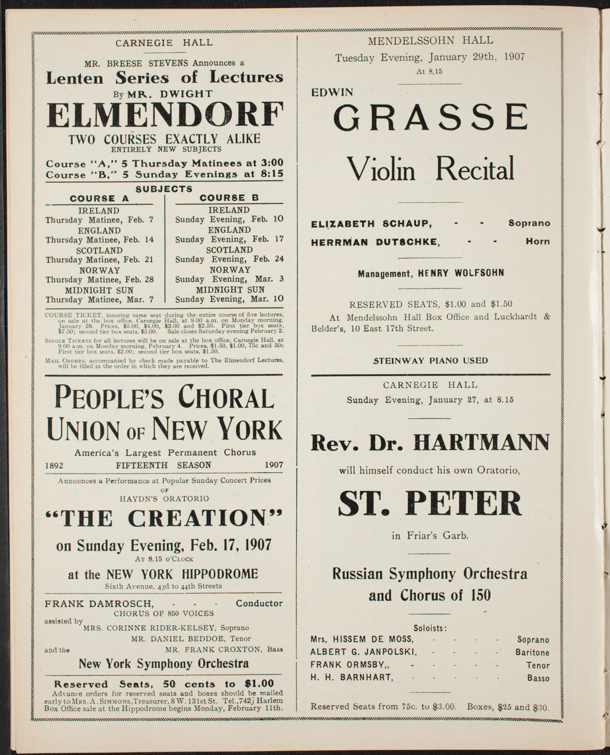 New York Philharmonic, January 26, 1907, program page 12