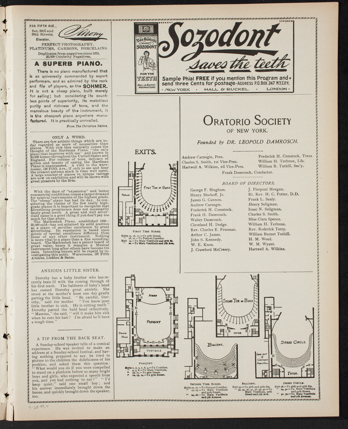 Graduation: Columbia University College of Pharmacy, April 28, 1899, program page 3