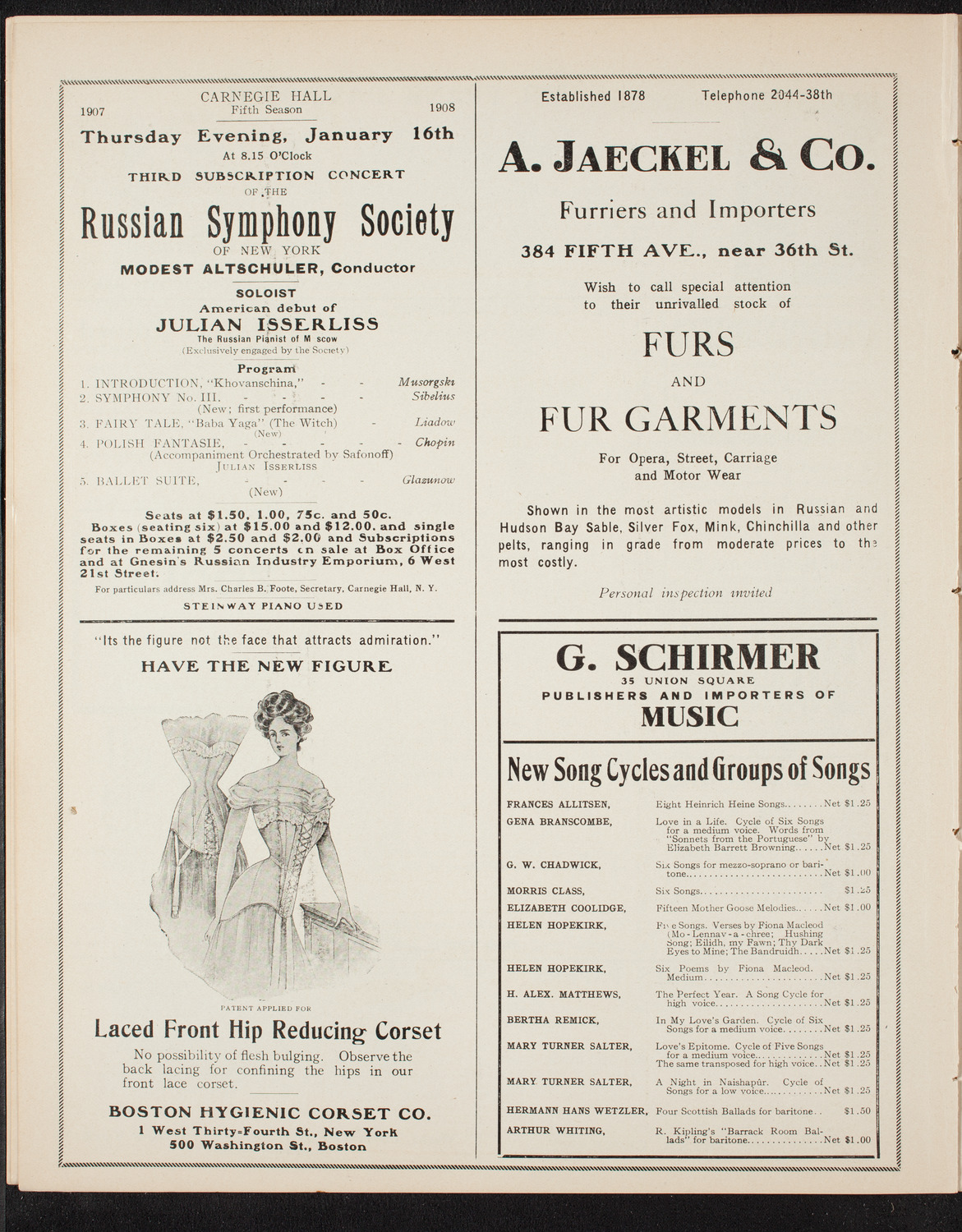 Oratorio Society of New York, December 28, 1907, program page 8