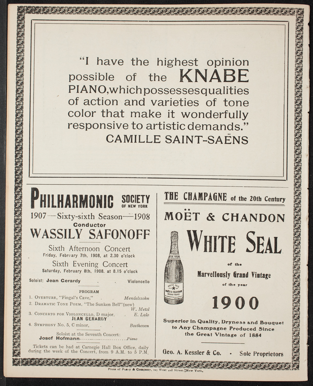 New York Symphony Orchestra, February 1, 1908, program page 12