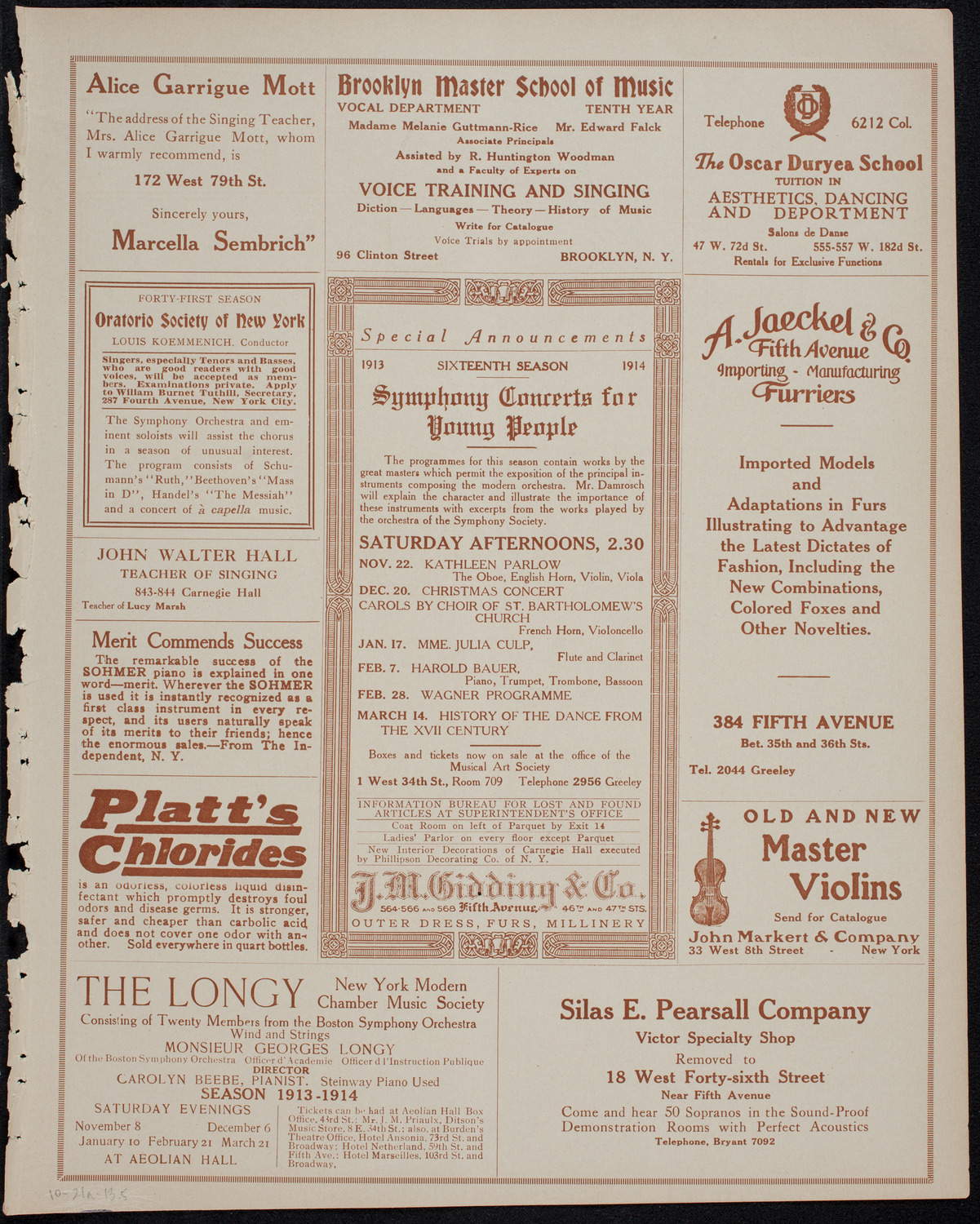 Nellie Melba, Soprano, with the New York Symphony Orchestra, October 21, 1913, program page 9