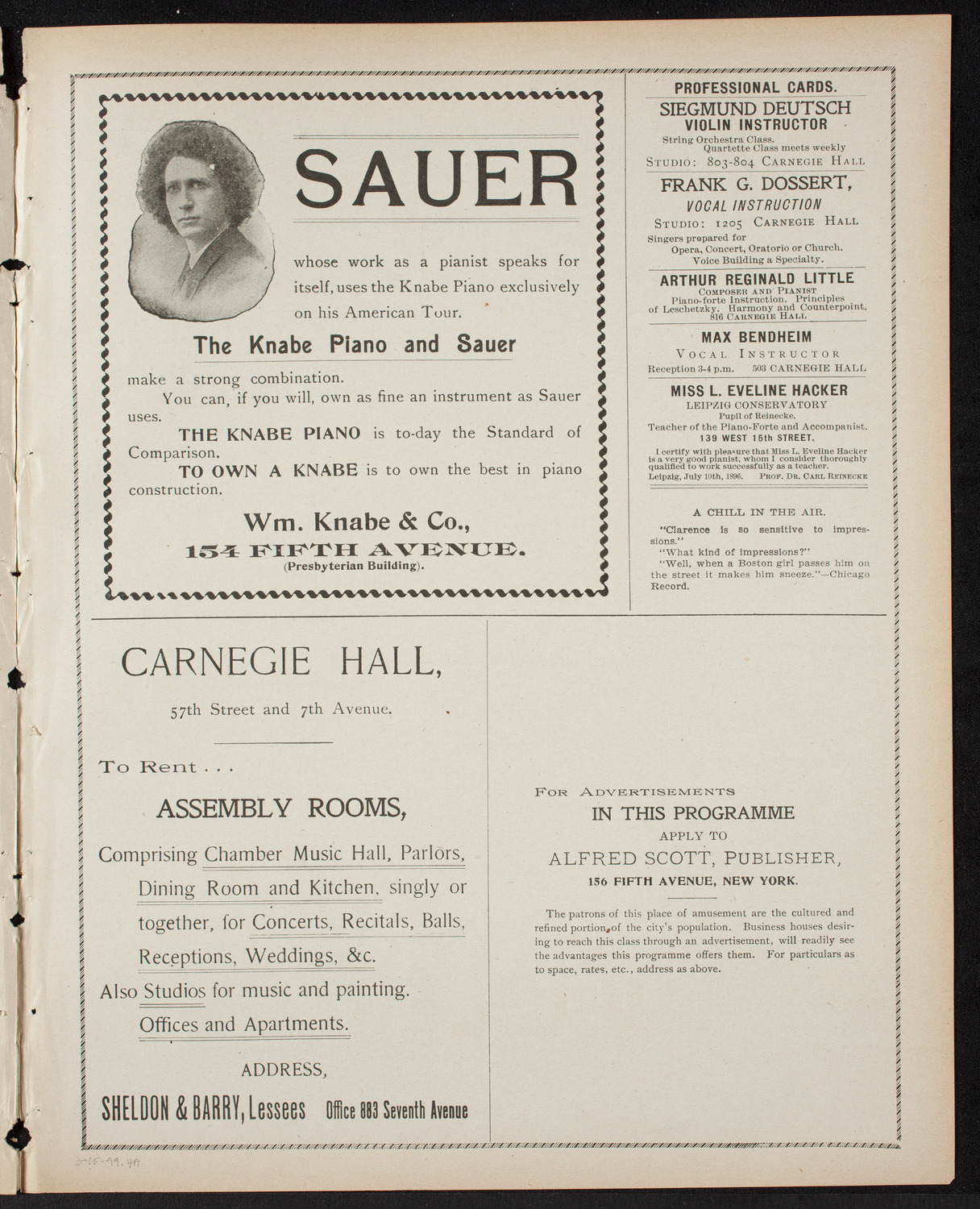 Blanche Marchesi, Soprano, March 15, 1899, program page 7