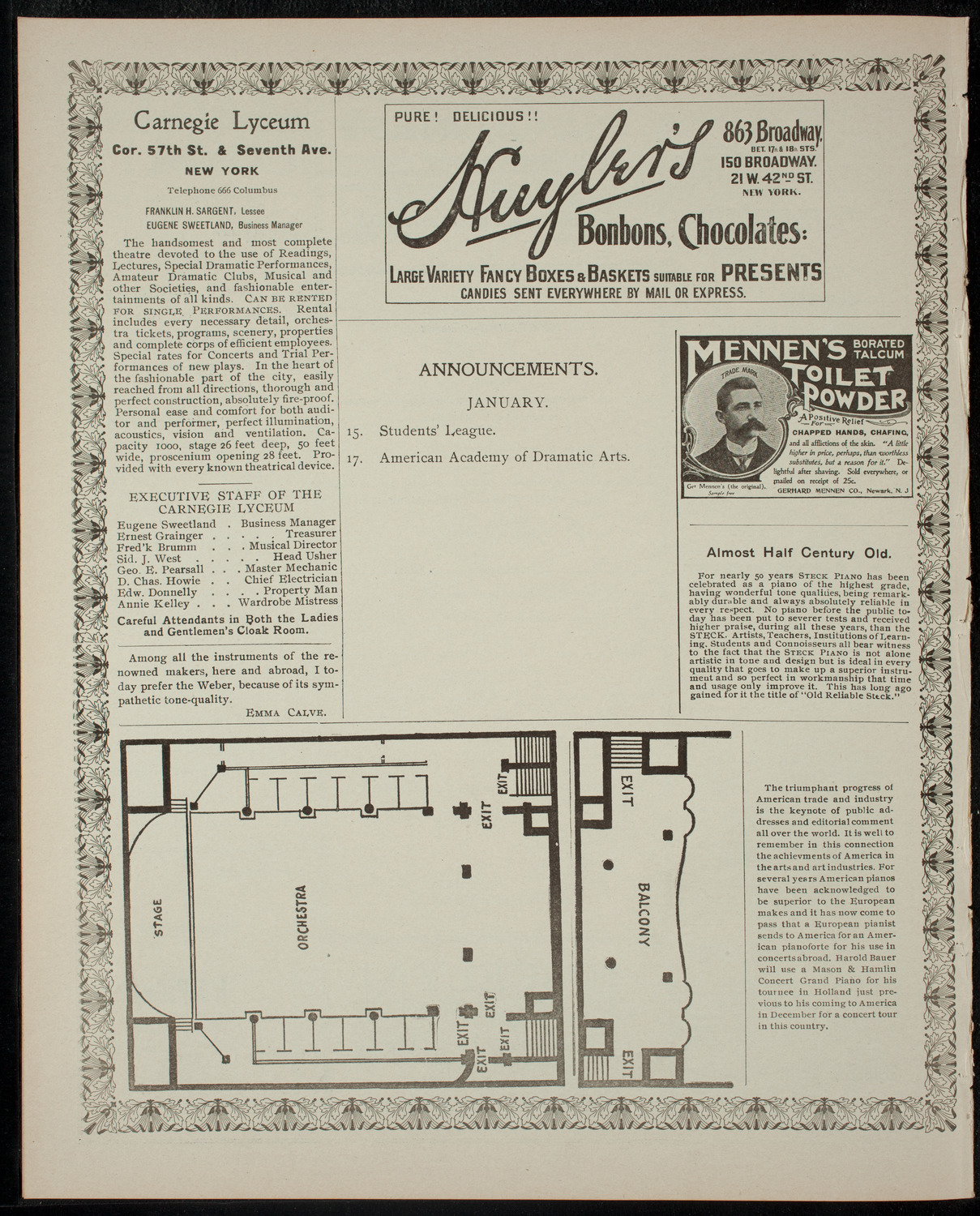 Theatrical Performance by The Spiders, January 11, 1902, program page 4