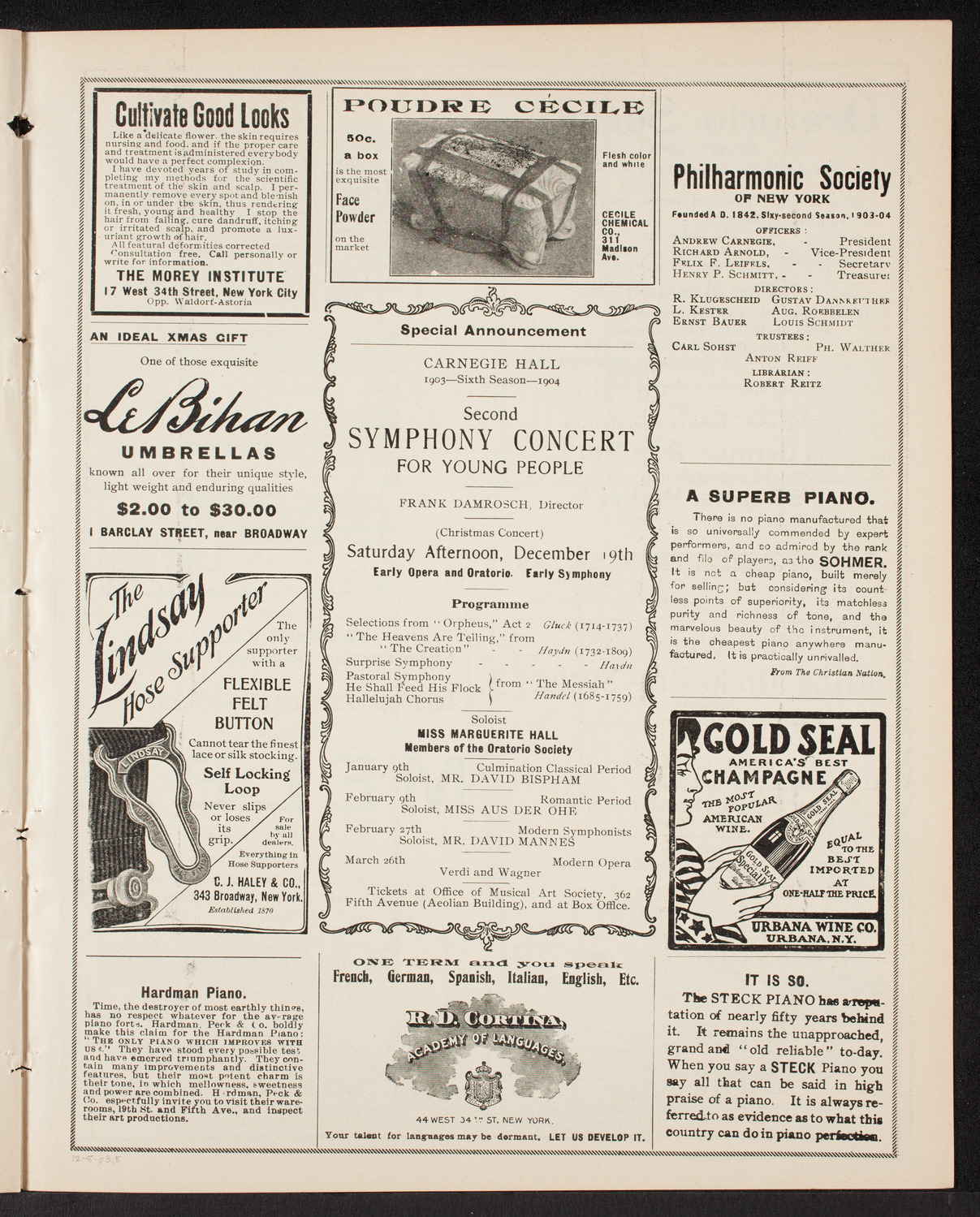 Wetzler Symphony Orchestra, December 8, 1903, program page 9