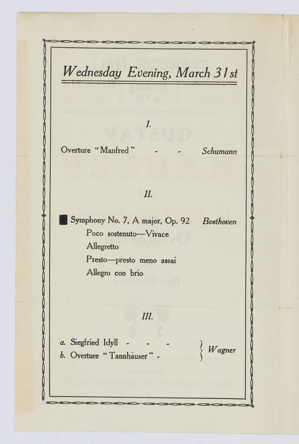 Gustav Mahler and New York Philharmonic, 1909