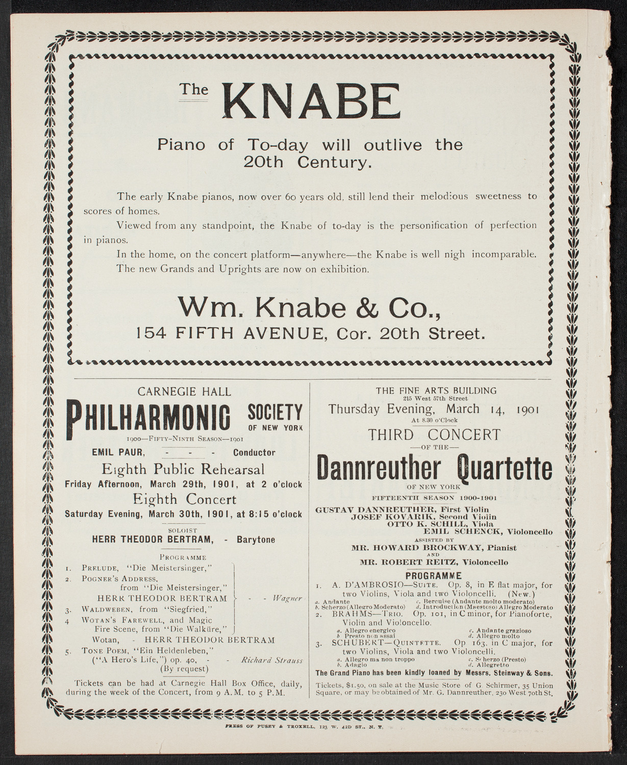 New York Philharmonic, March 8, 1901, program page 10