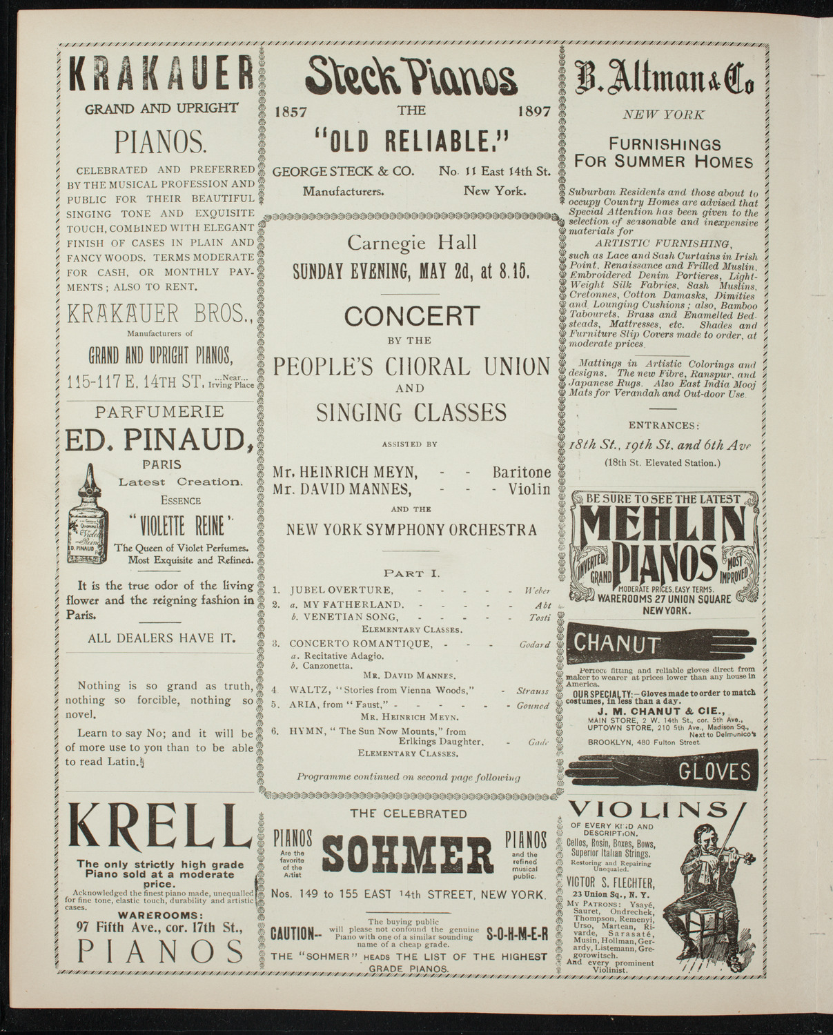 People's Choral Union and Singing Classes, May 2, 1897, program page 4