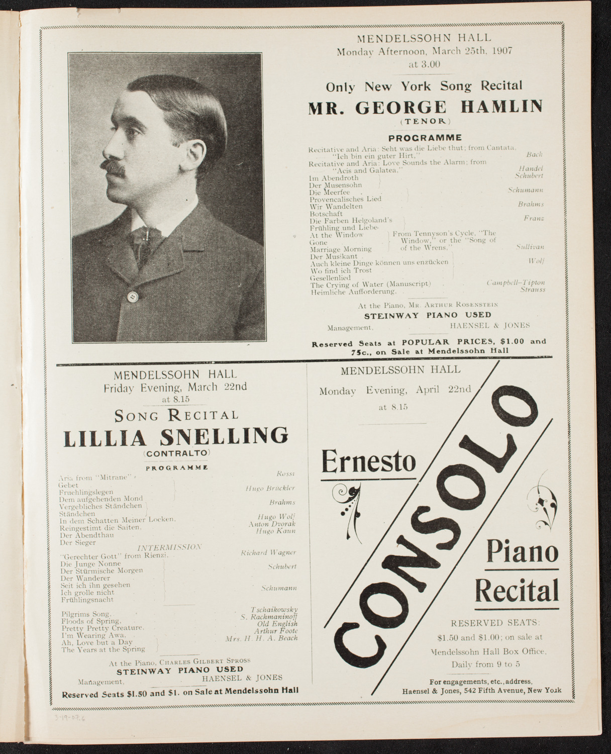Oratorio Society of New York, March 19, 1907, program page 11