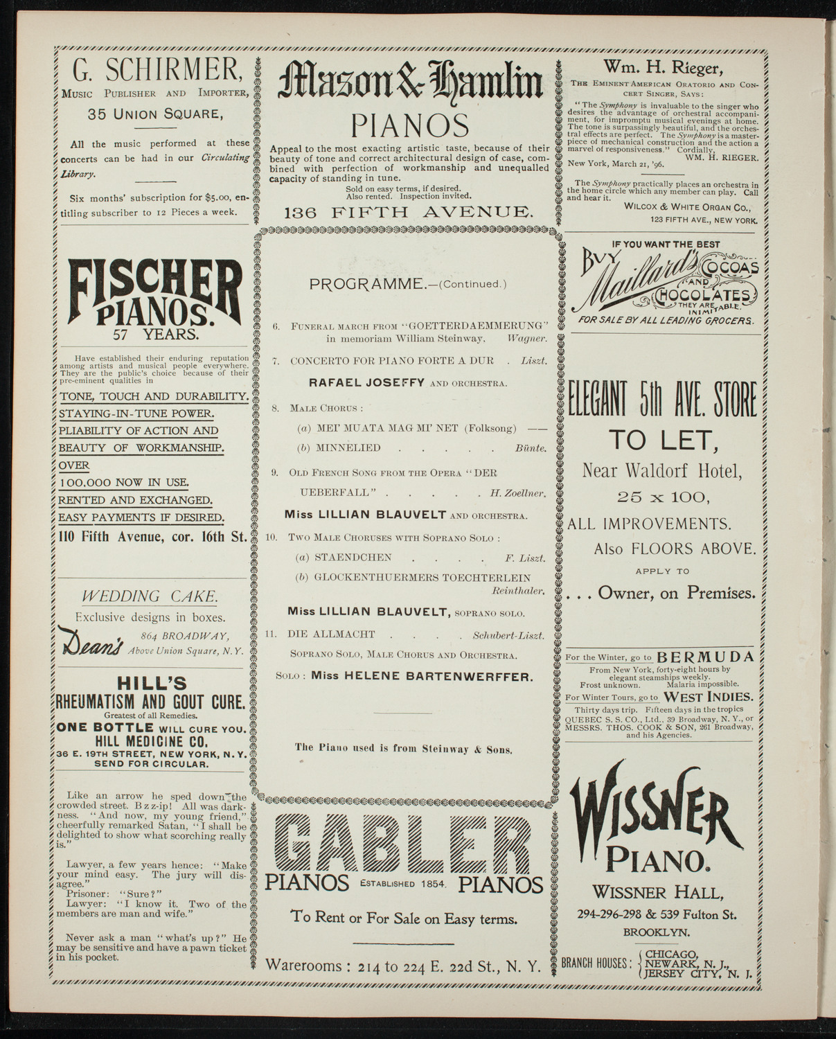 German Liederkranz of New York: 50th Anniversary Concert, January 7, 1897, program page 6