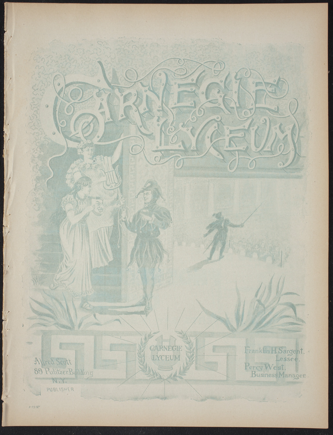 Columbia College Musical Society, February 15, 1897, program page 1