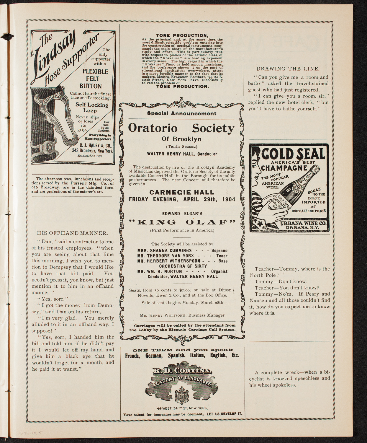 People's Singing Classes, April 24, 1904, program page 9