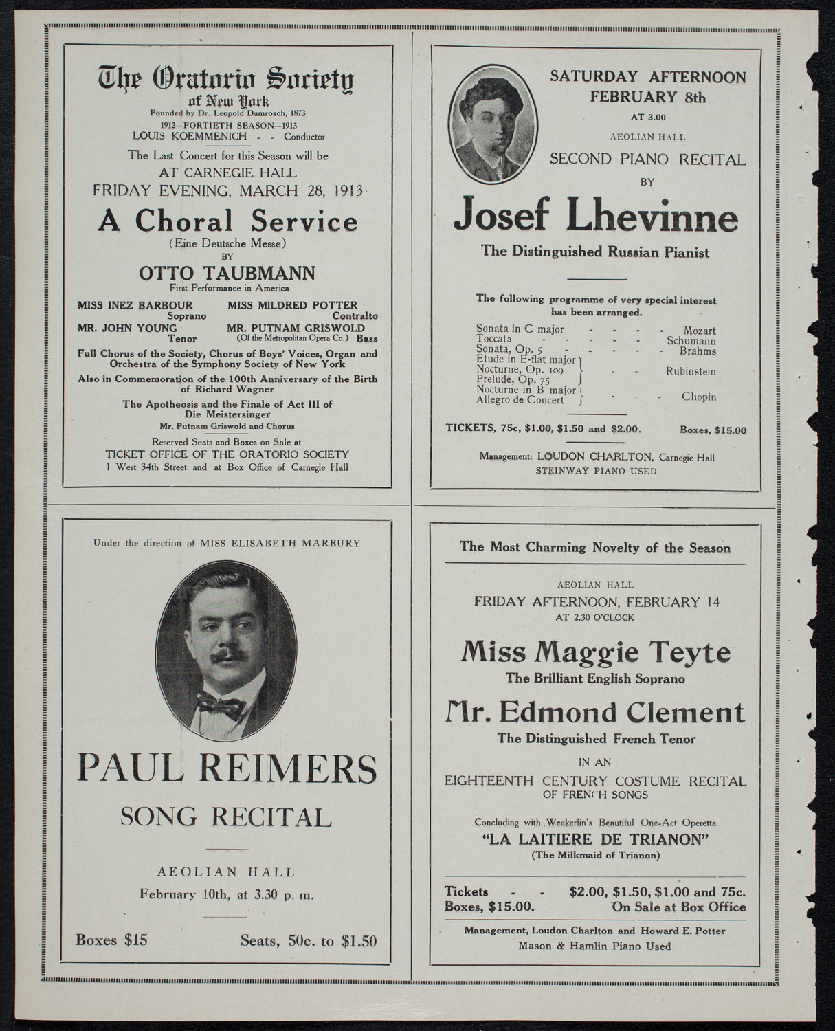 New York Philharmonic, February 6, 1913, program page 10
