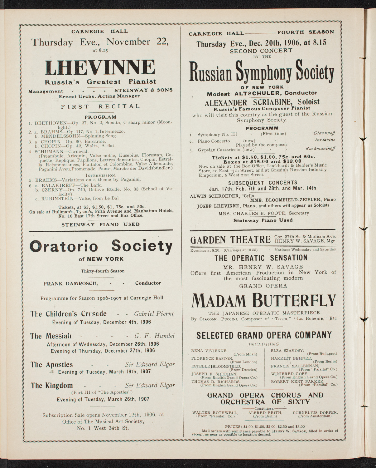 Russian Symphony Society of New York, November 15, 1906, program page 10