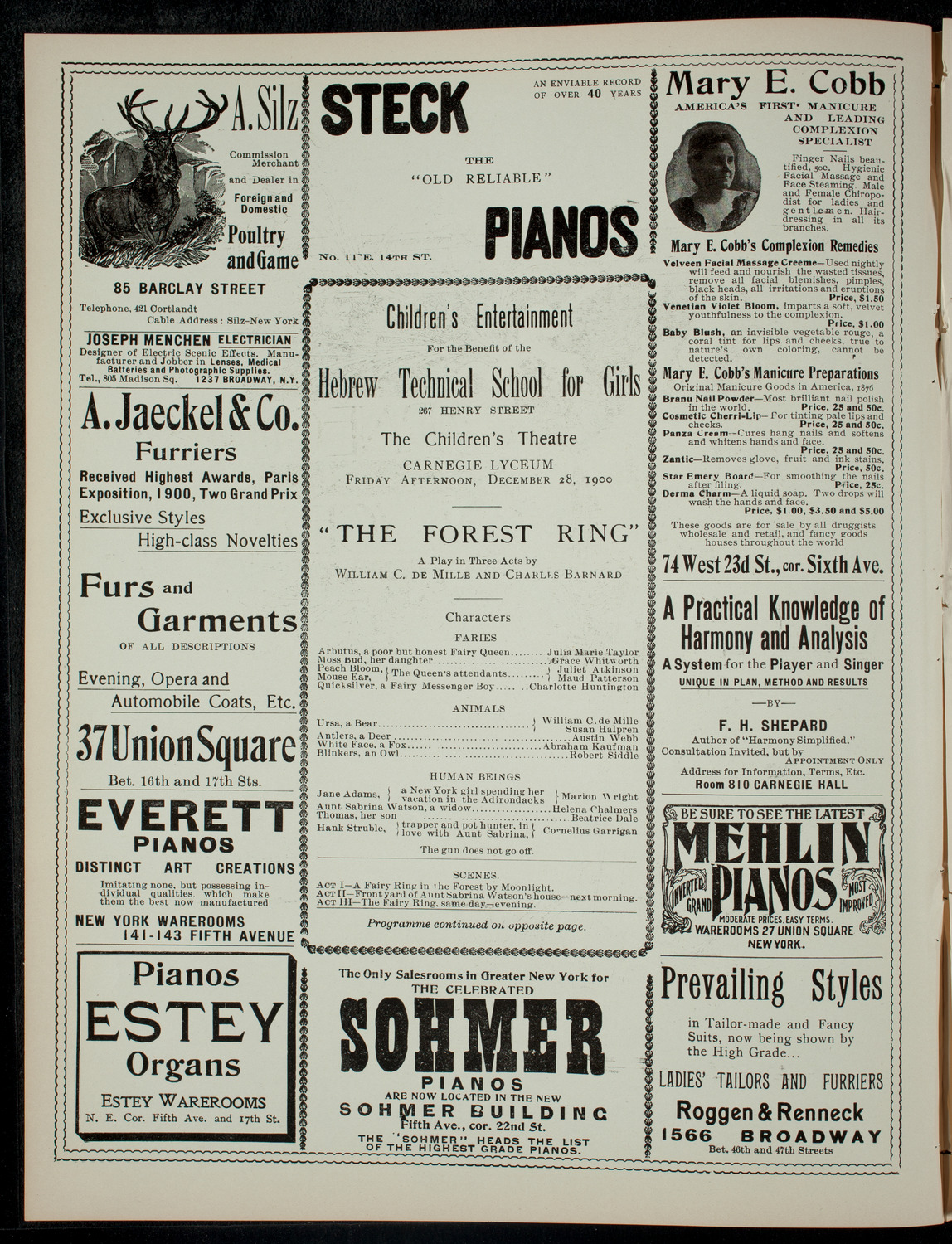 Children's Entertainment for the Benefit of the Hebrew Technical School for Girls: The Children's Theatre, December 28, 1900, program page 2