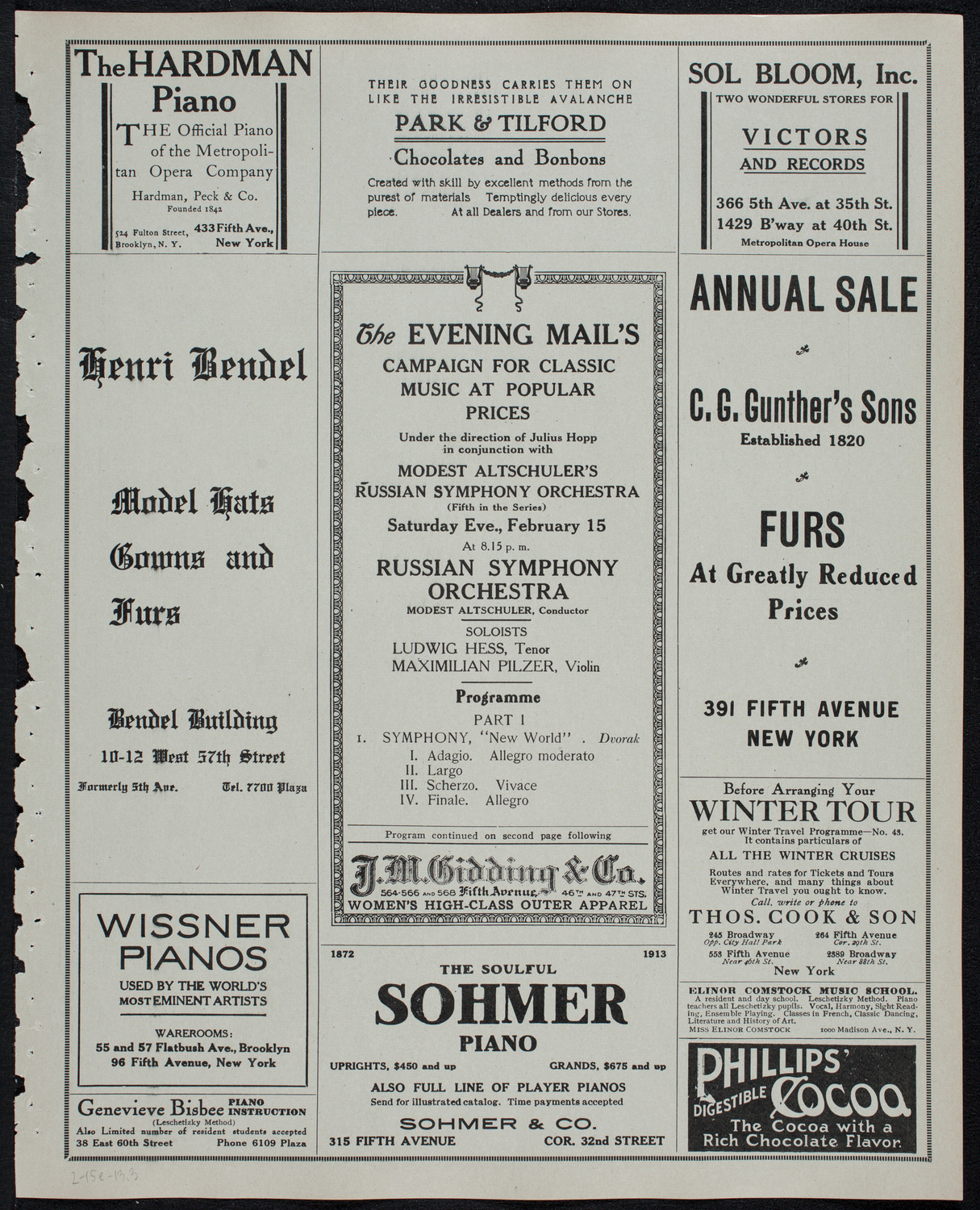 Russian Symphony Society of New York, February 15, 1913, program page 5