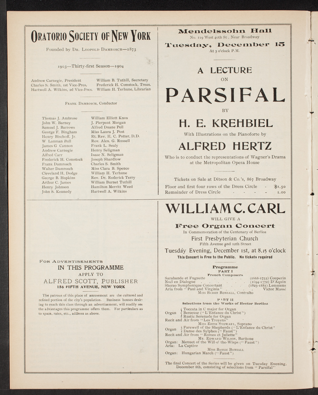 New York Symphony Orchestra, November 29, 1903, program page 10
