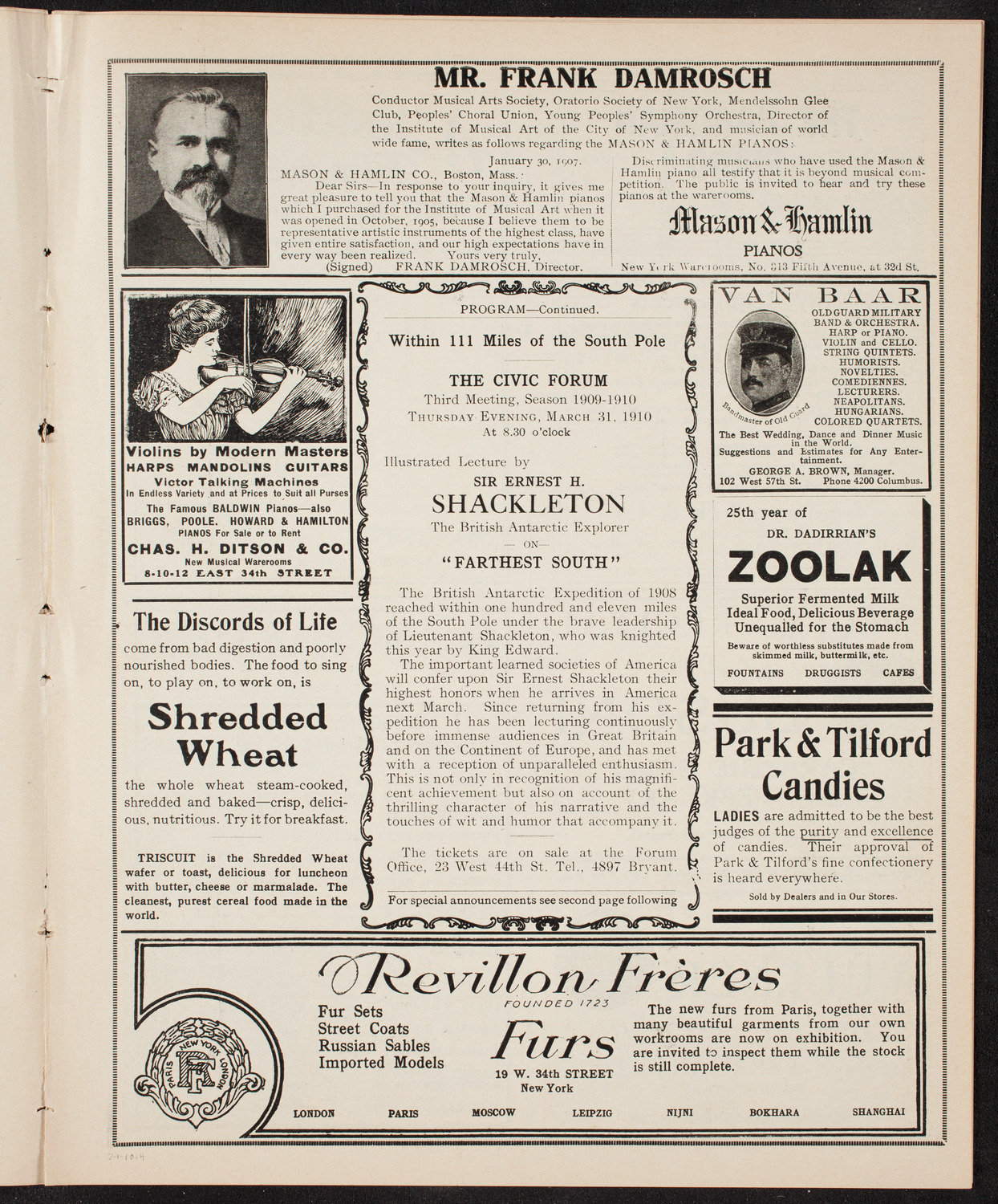 Meeting: The Civic Forum, February 1, 1910, program page 7