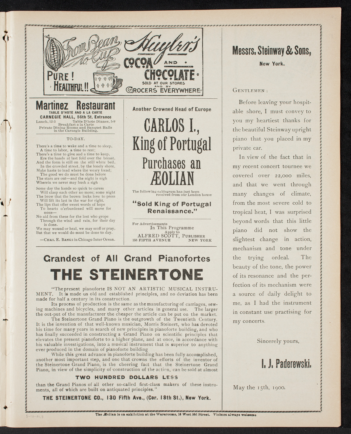 Amicitia Orchestral Club, May 10, 1901, program page 5