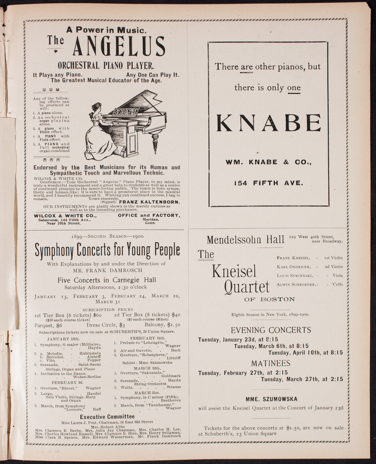 New York Philharmonic, January 6, 1900, program page 11