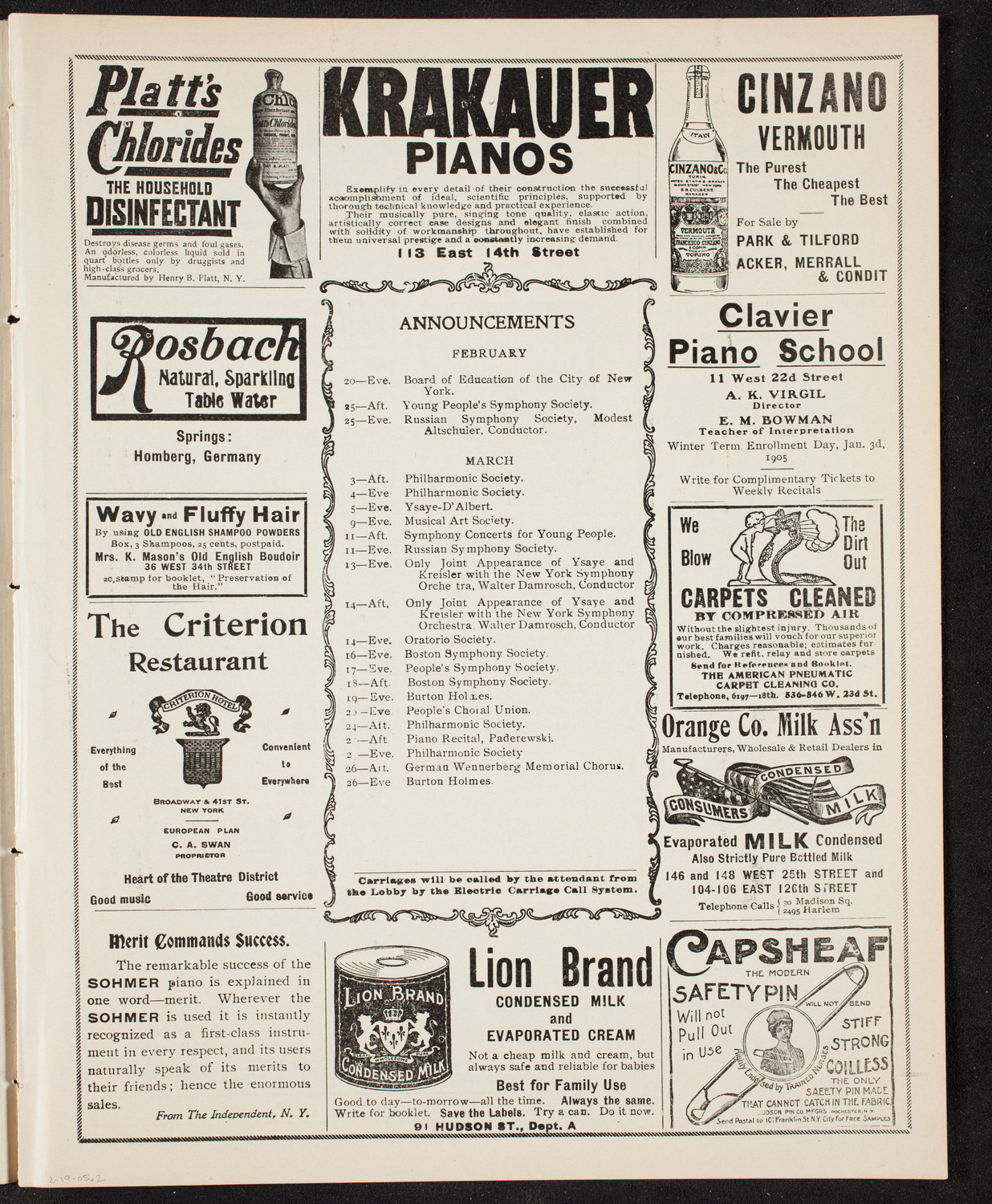 Rivela and His Band, February 19, 1905, program page 3