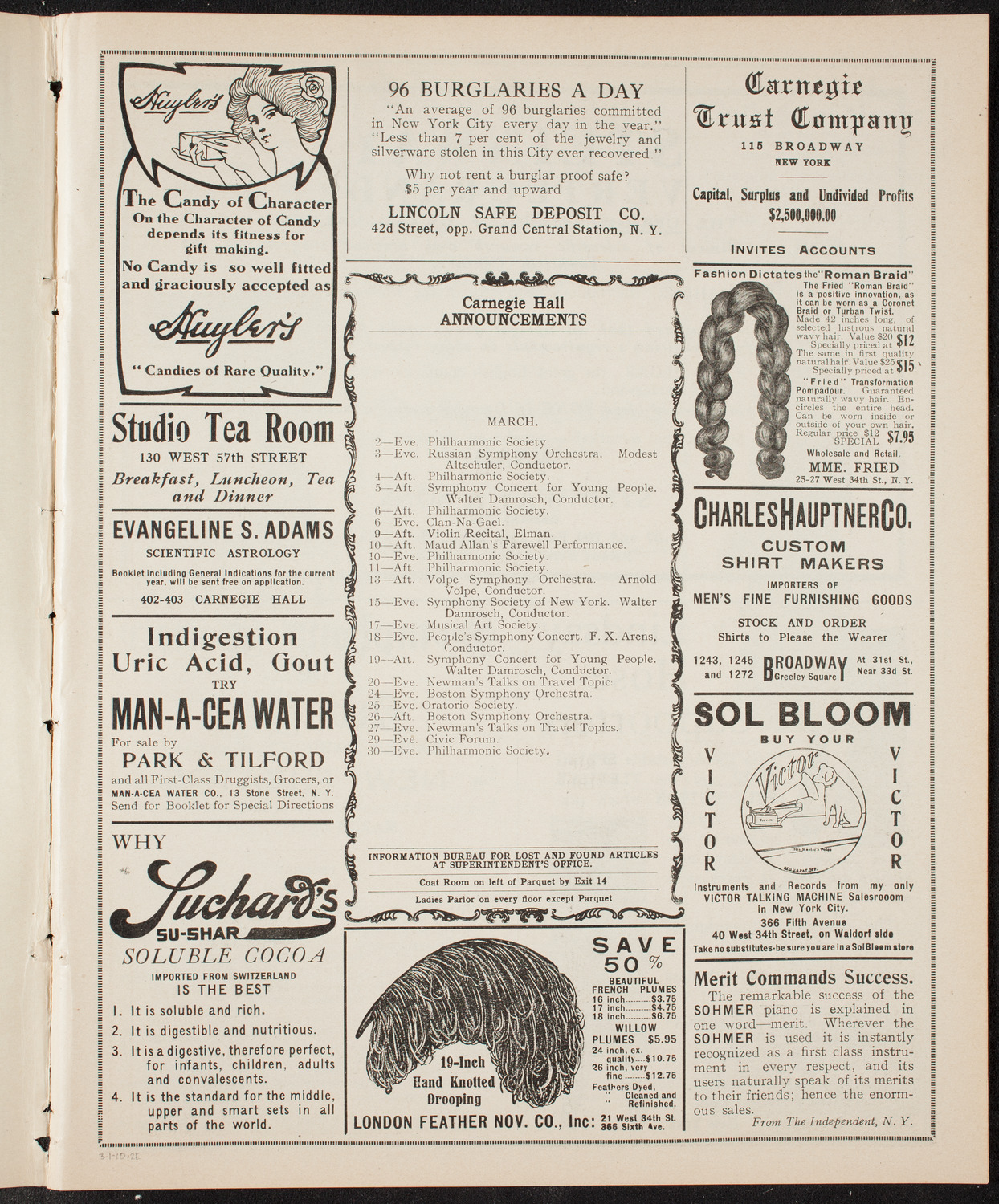 New York Symphony Orchestra, March 1, 1910, program page 3