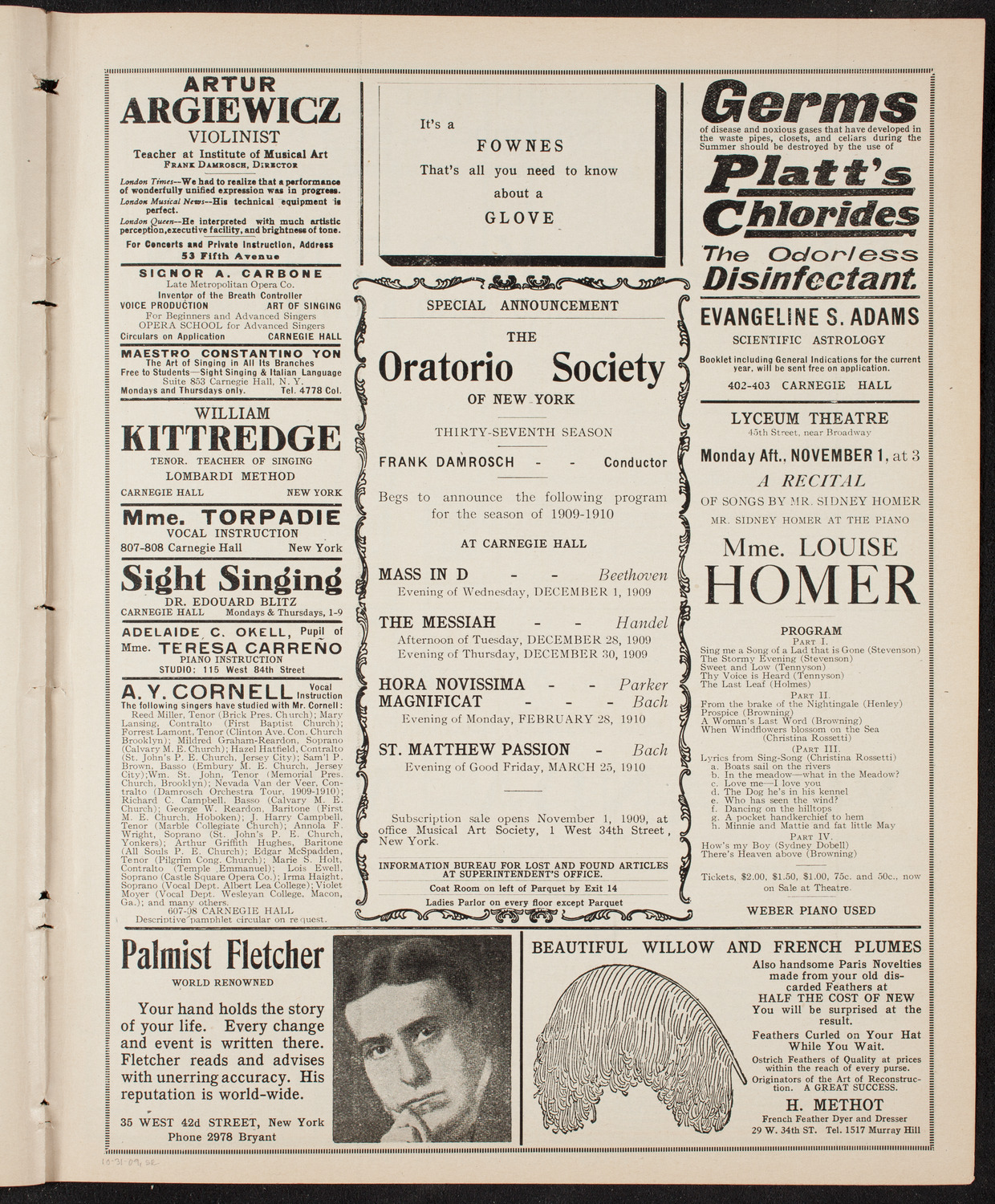 Lecture by R.G. Knowles, October 31, 1909, program page 9